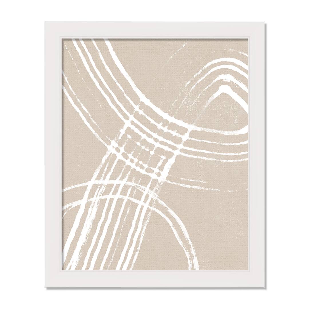 Neutral Ripple White Framed Print Under Plexiglass