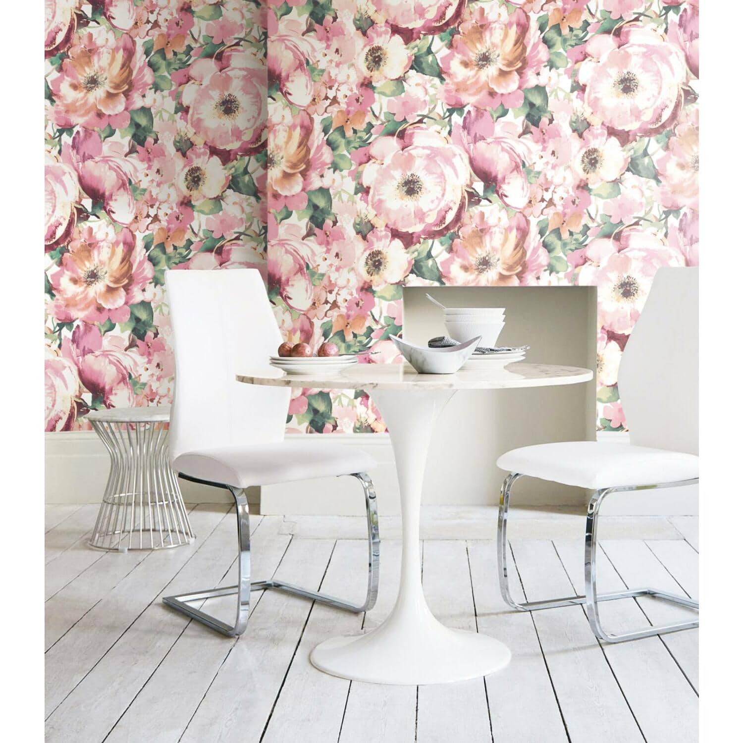 EaseStick Watercolor Floral Peel And Stick Wallpaper 17.7"x160" Vintage