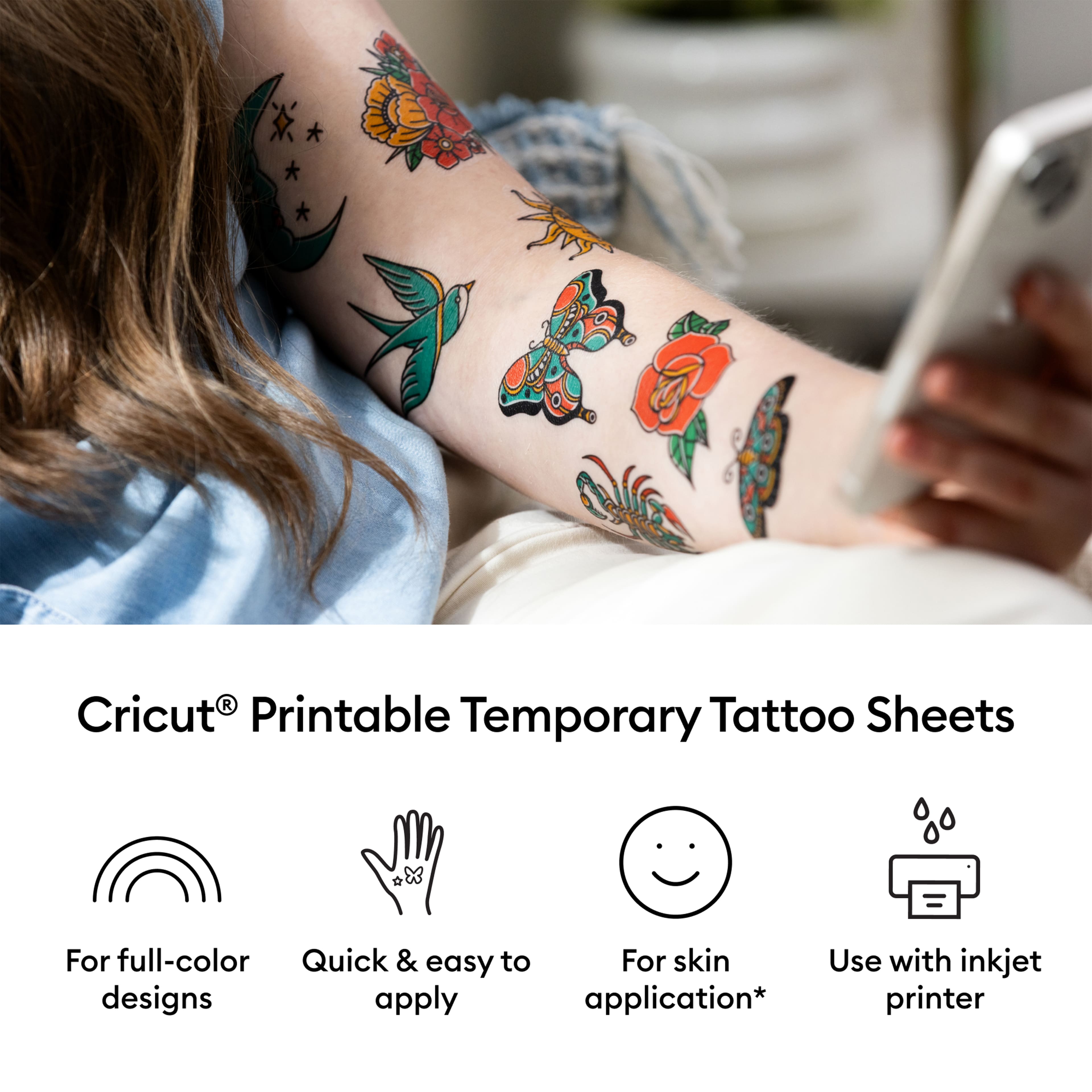 Cricut&#xAE; 8.5&#x22; x 11&#x22;  Transparent Printable Temporary Tattoo Sheets, 3ct.