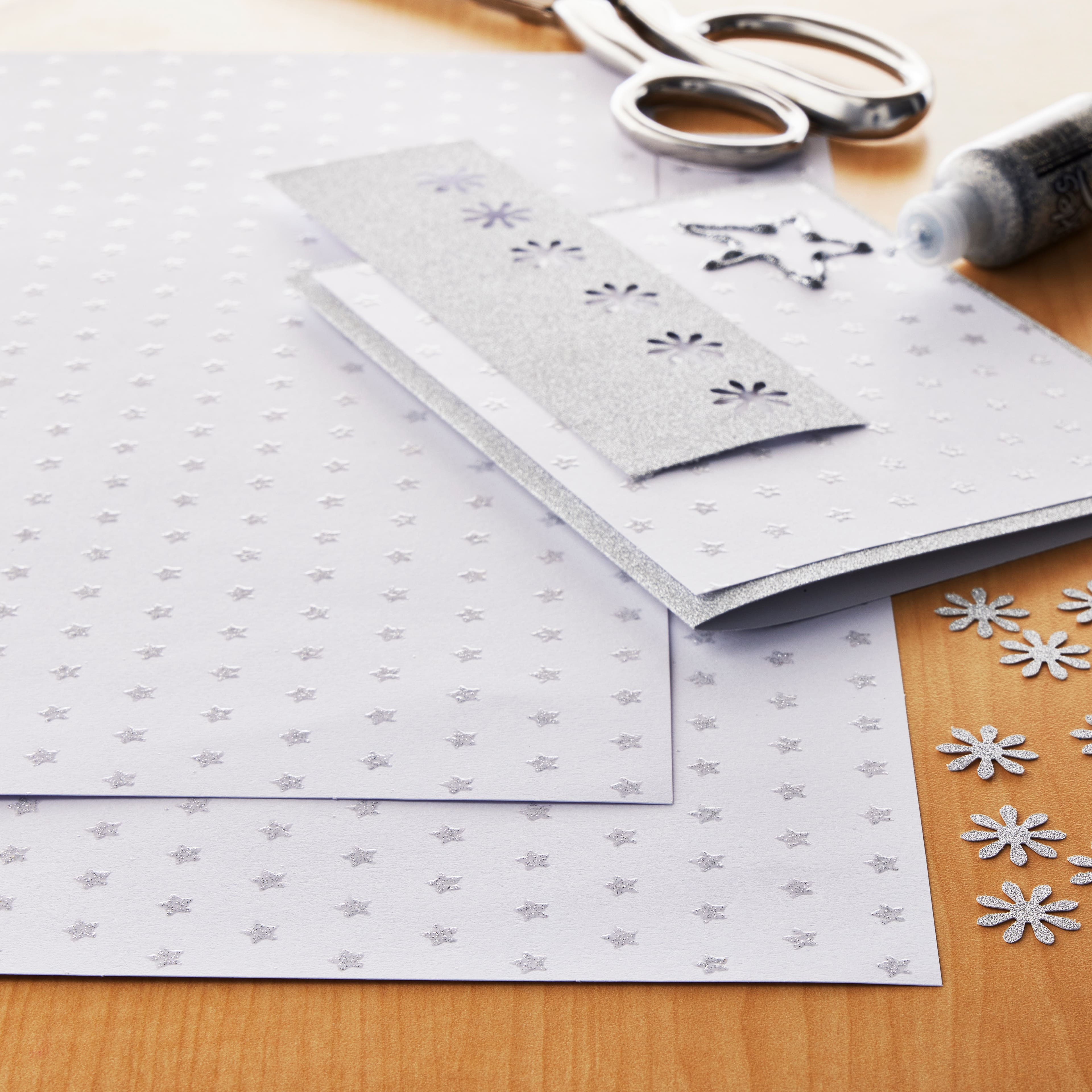 Silver Star Cardstock Paper by Recollections&#x2122;, 12&#x22; x 12&#x22;