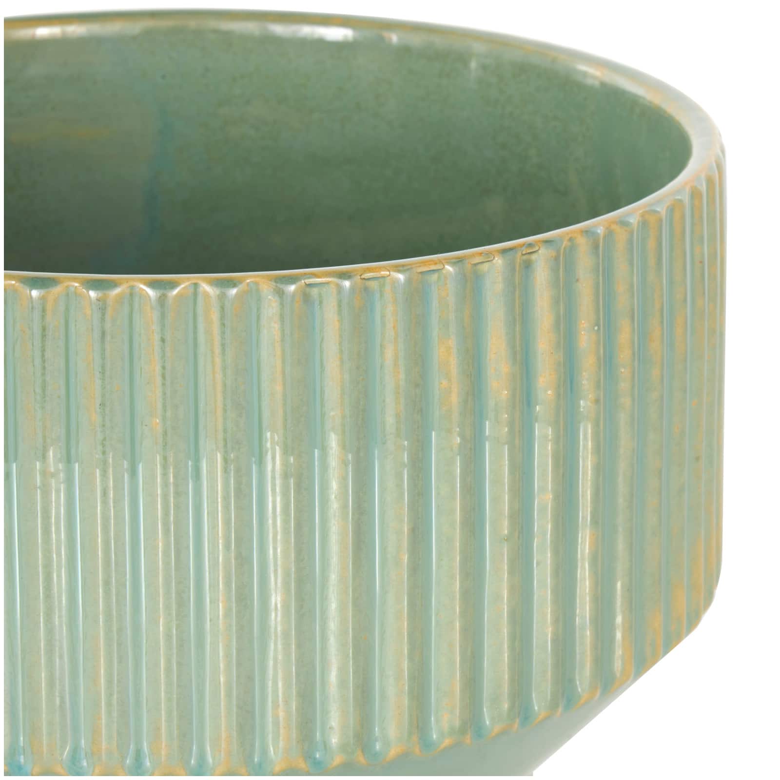 Linear Grooves Wide Ceramic Planter Set