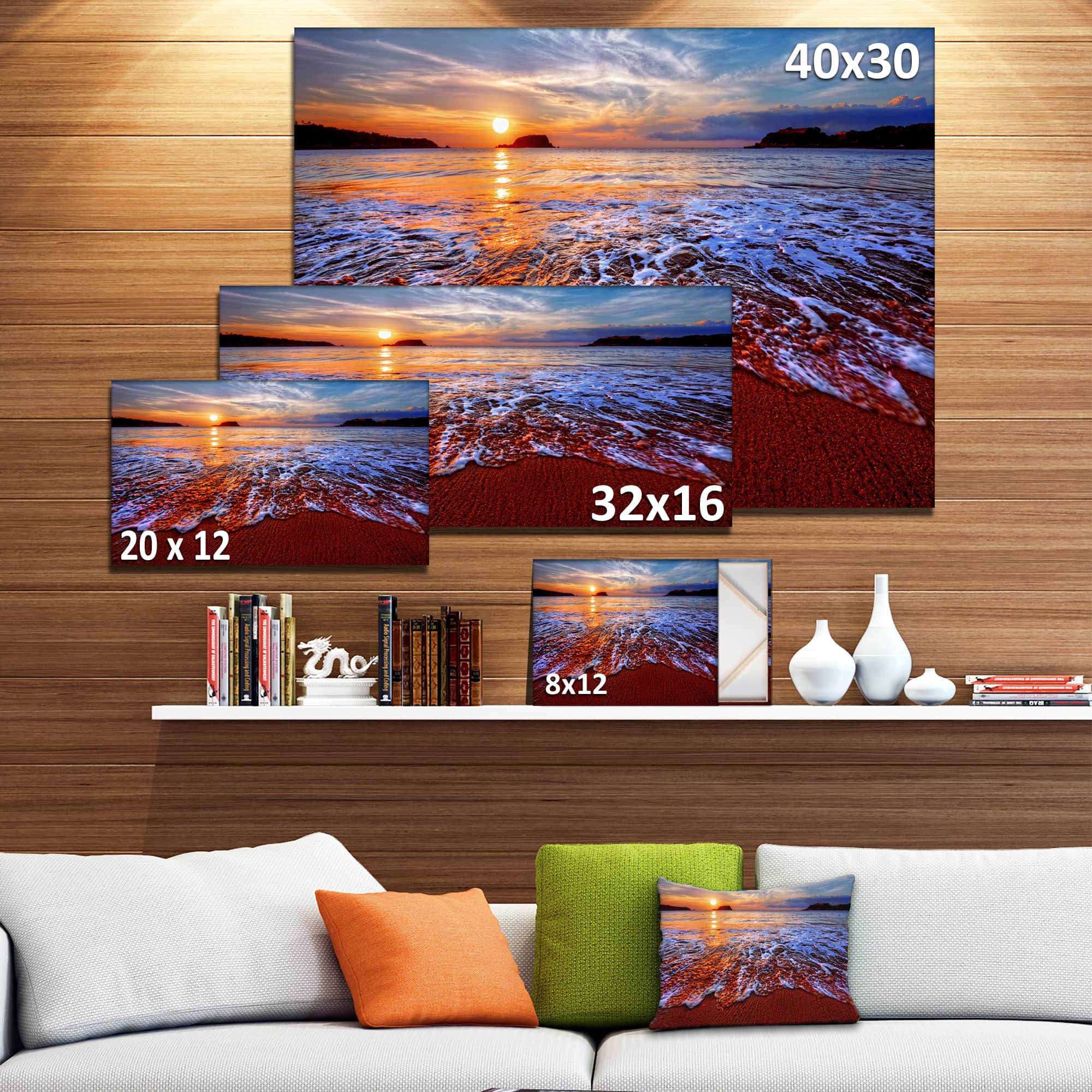 Designart - Colorful Sunset with Bright Waters - Seashore Canvas Art Print
