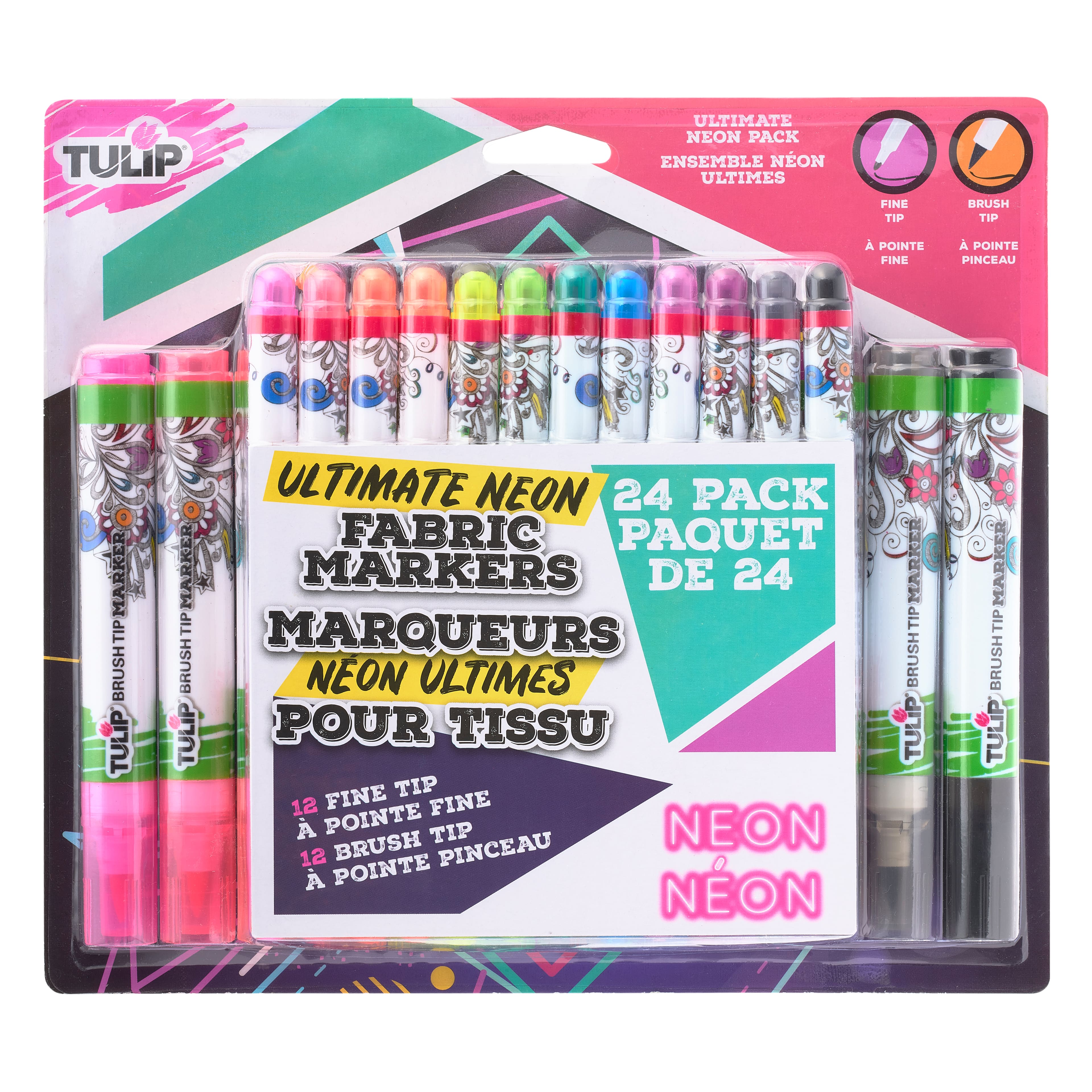 Tulip Fine Tip Neon Color Fabric Markers - 6-Pack - Marker - Art Supplies -  Notions