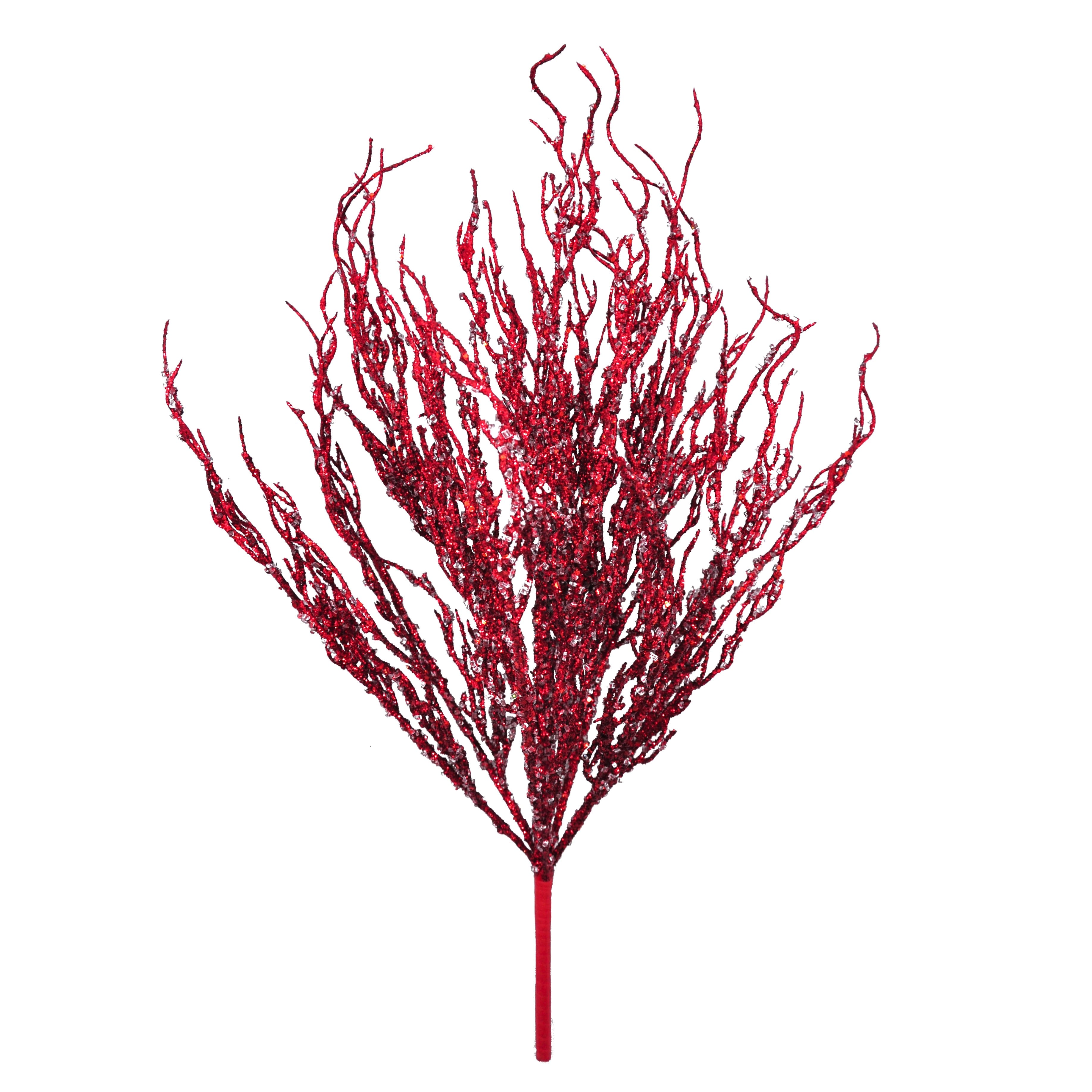 26&#x22; Red Glitter Iced Branch Bush by Ashland&#xAE;