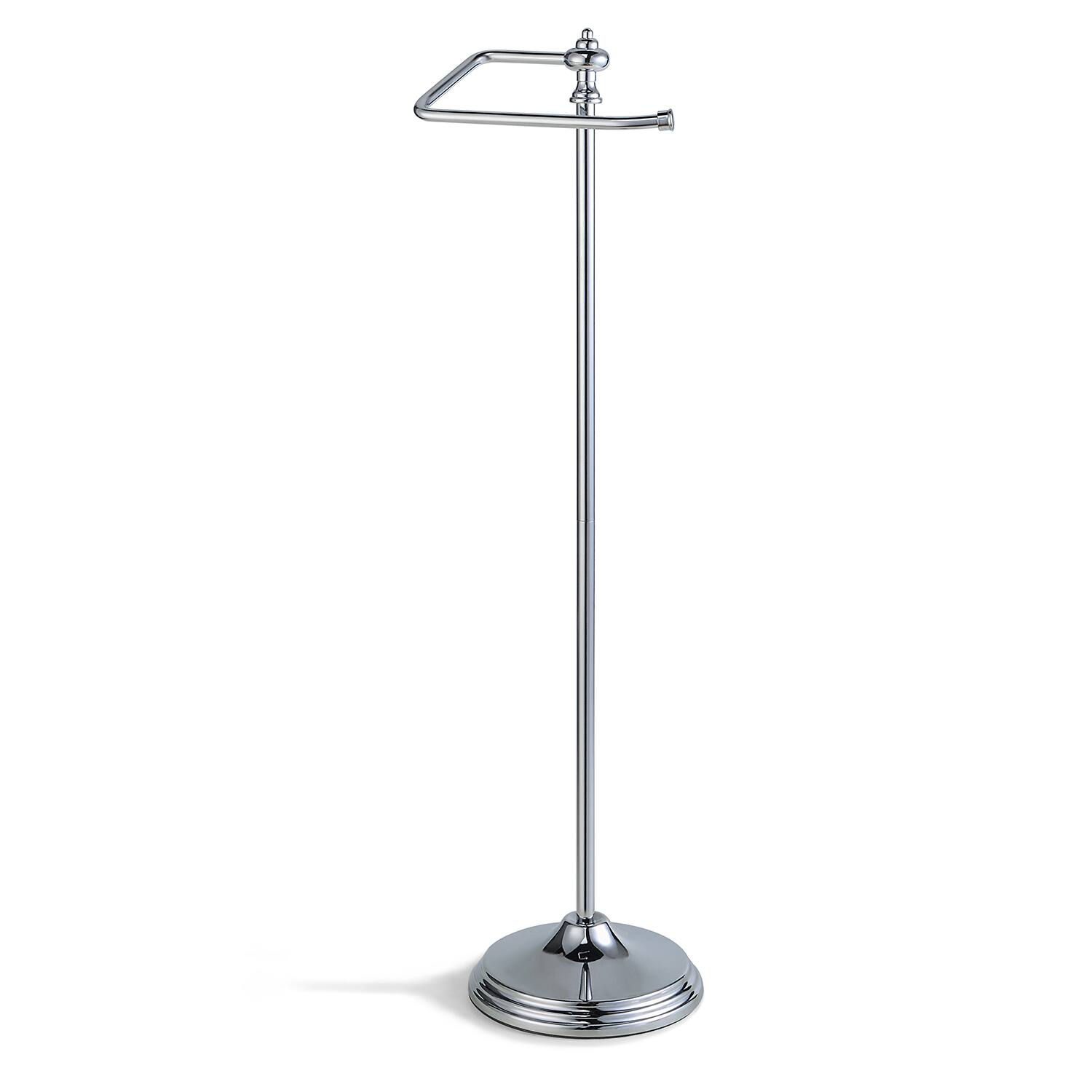 SunnyPoint 24.5&#x22; Chrome Bathroom Free Standing Toilet Tissue Paper Holder with Reserve Function