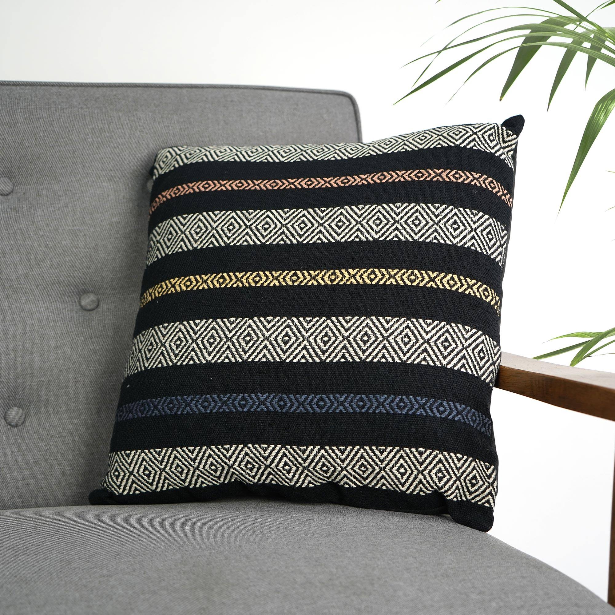 American Art D&#xE9;cor&#x2122; Handwoven Black &#x26; White Boho Moroccan Decorative Throw Pillow