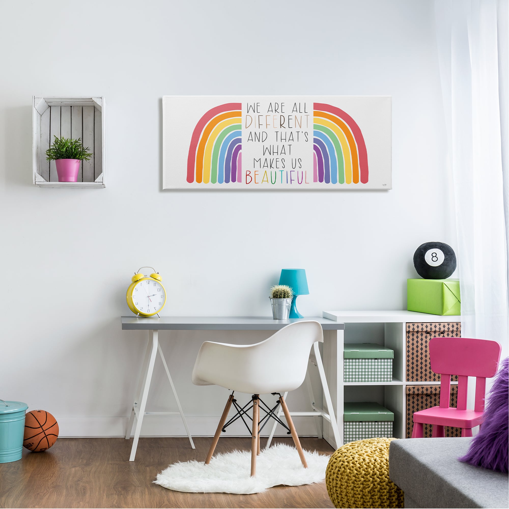 Stupell Industries Bold Rainbow Different Is Beautiful Inspirational Quote Canvas Wall Art