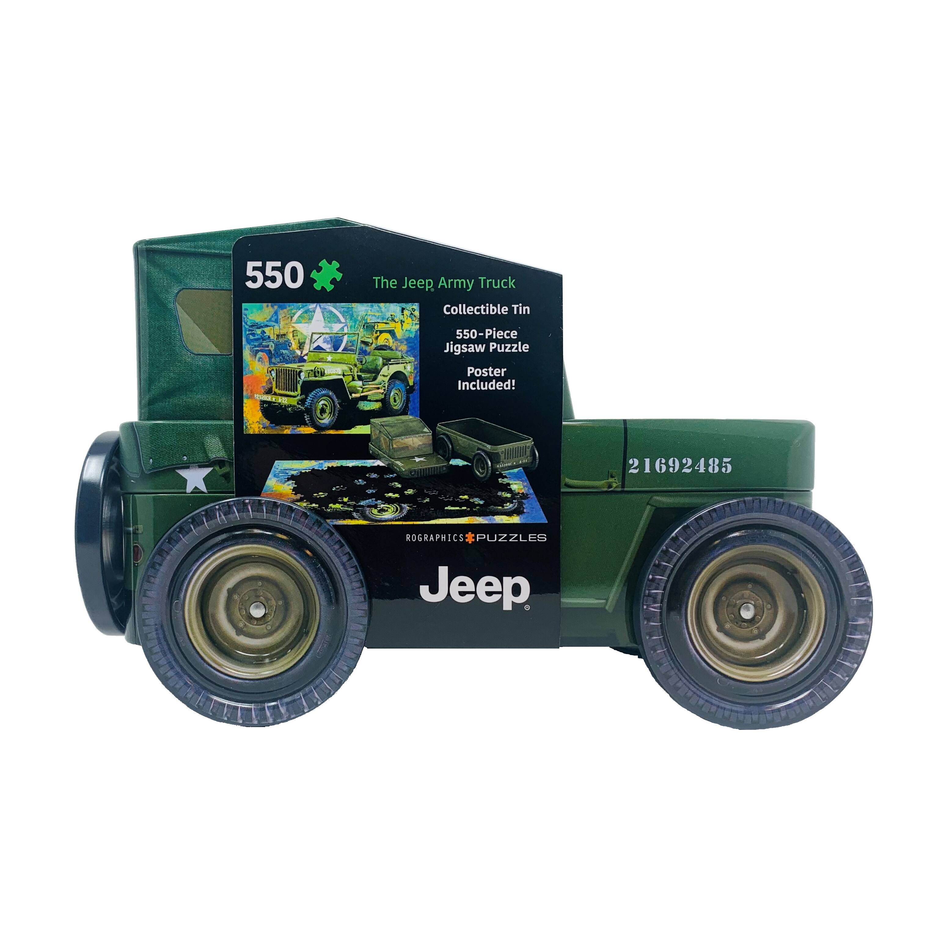 The Jeep Army Truck Collectible Shaped Tin Puzzle: 550 Pcs