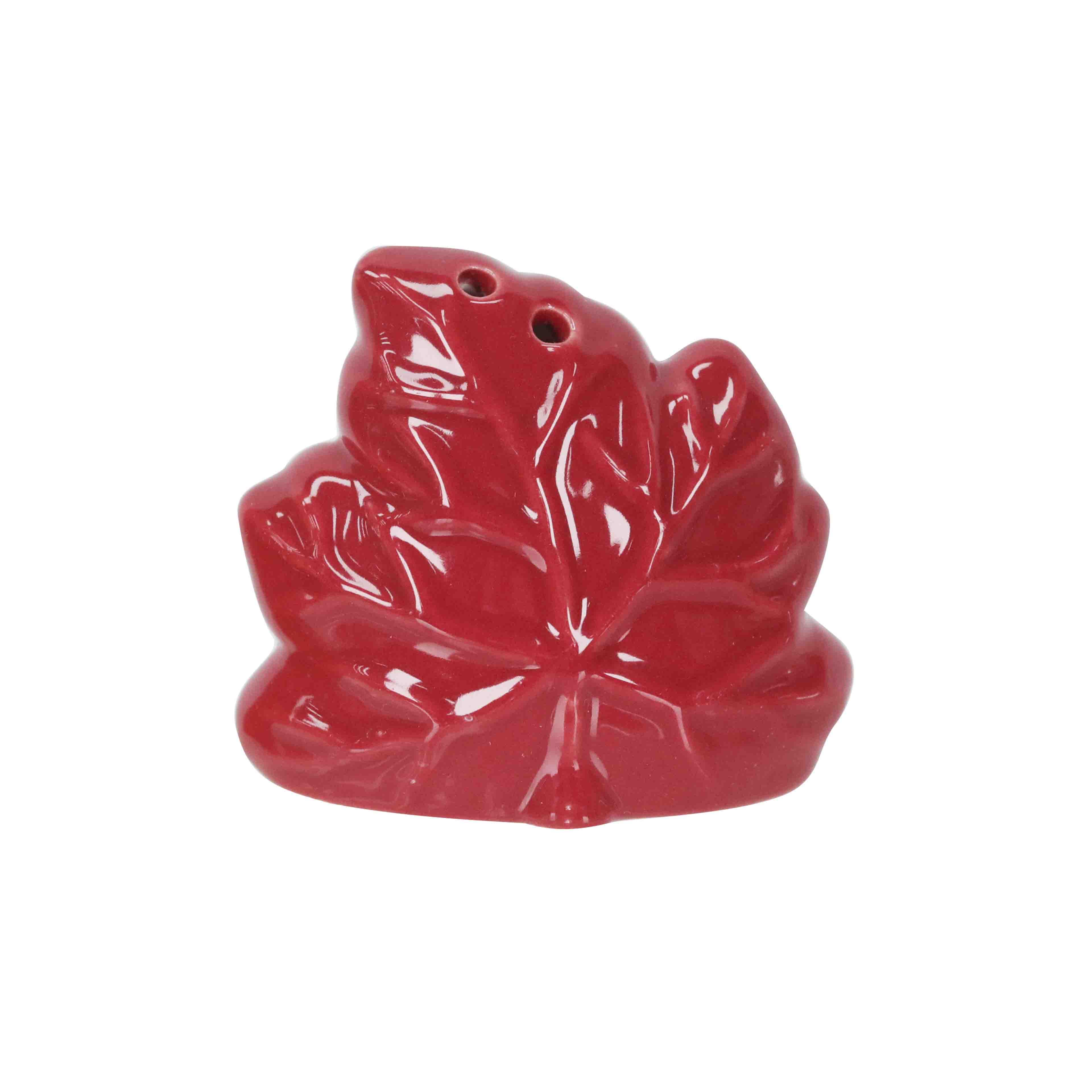 Mini Red &#x26; Orange Maple Leaf Ceramic Salt &#x26; Pepper Shaker Set by Ashland&#xAE;