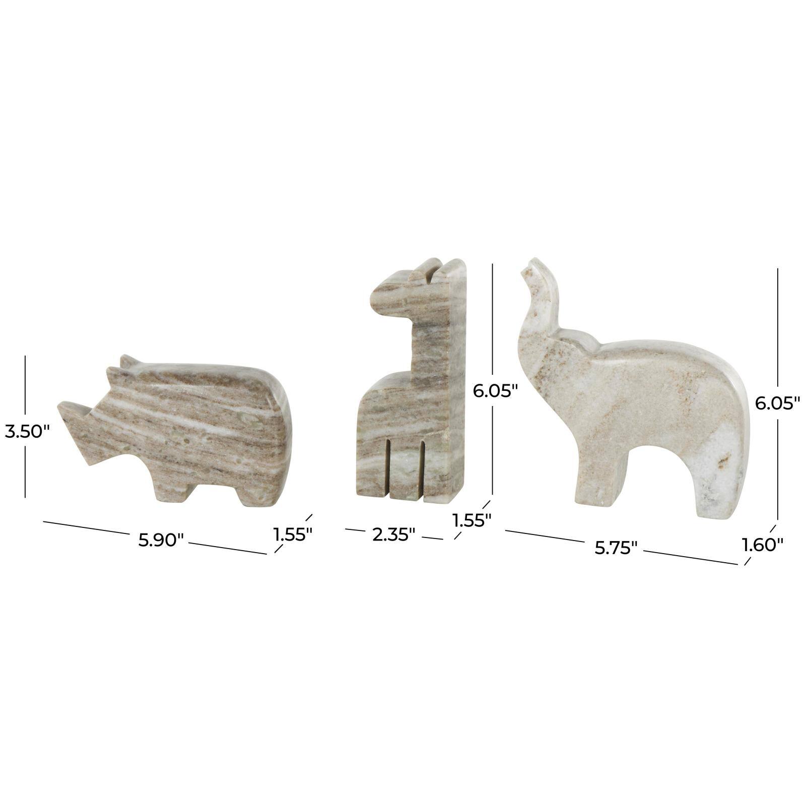 Gray & Copper Rounded Marble Safari Animals Sculpture Set