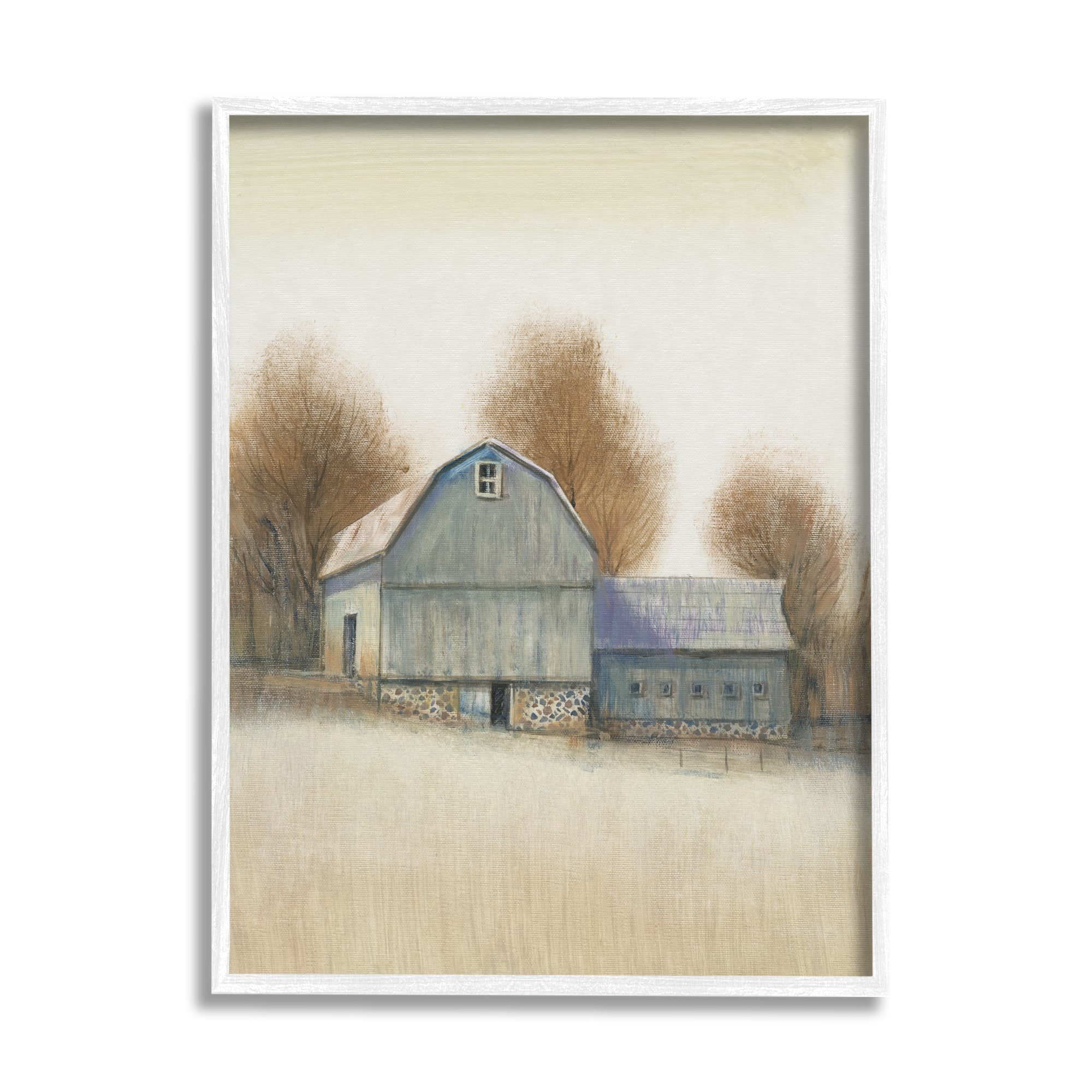 Stupell Industries Vintage Farm Barn Stable Neutral Autumn Tones in White Frame Wall Art