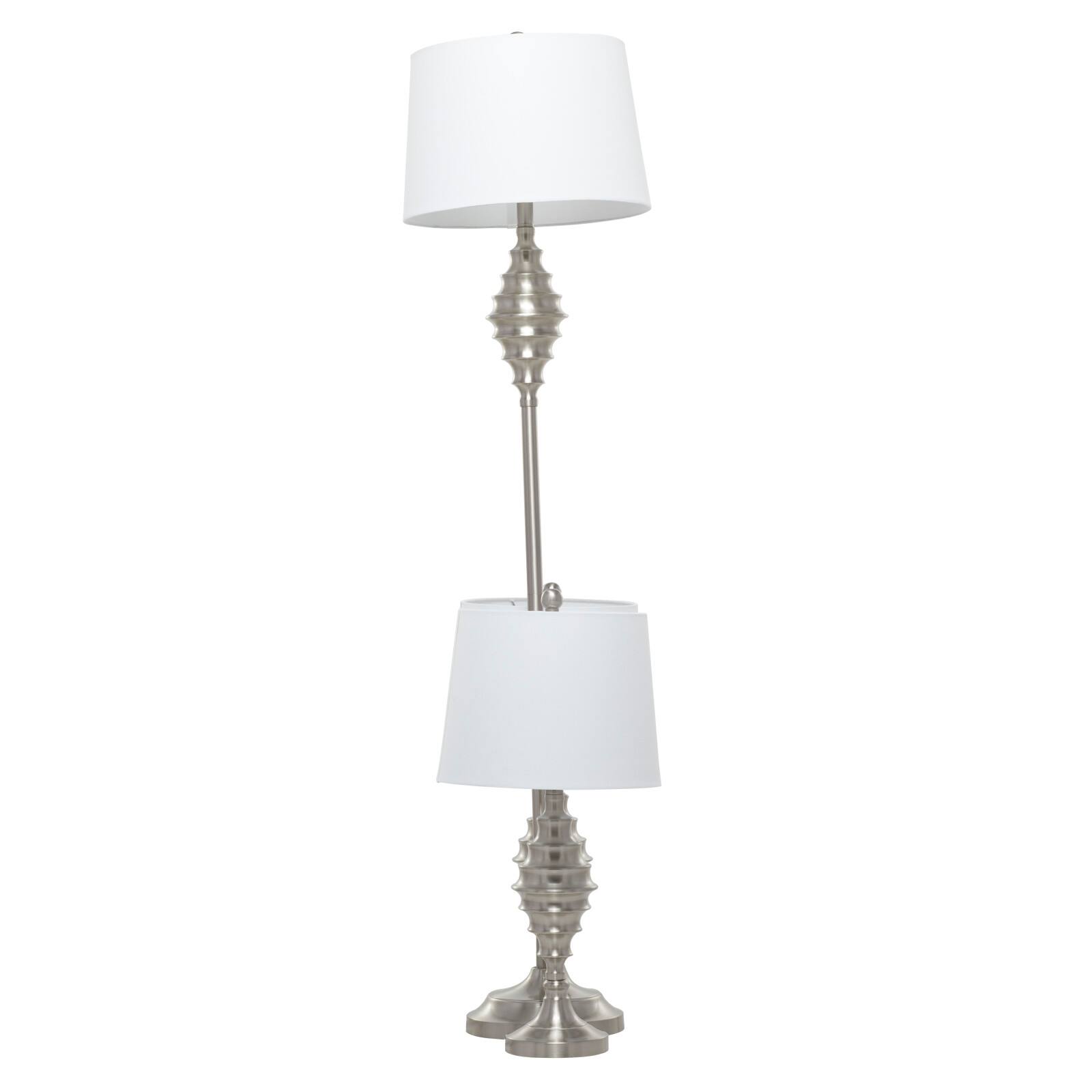 Set of 3 Silver Iron Coastal Table Lamp, 59" x 10" x 10"