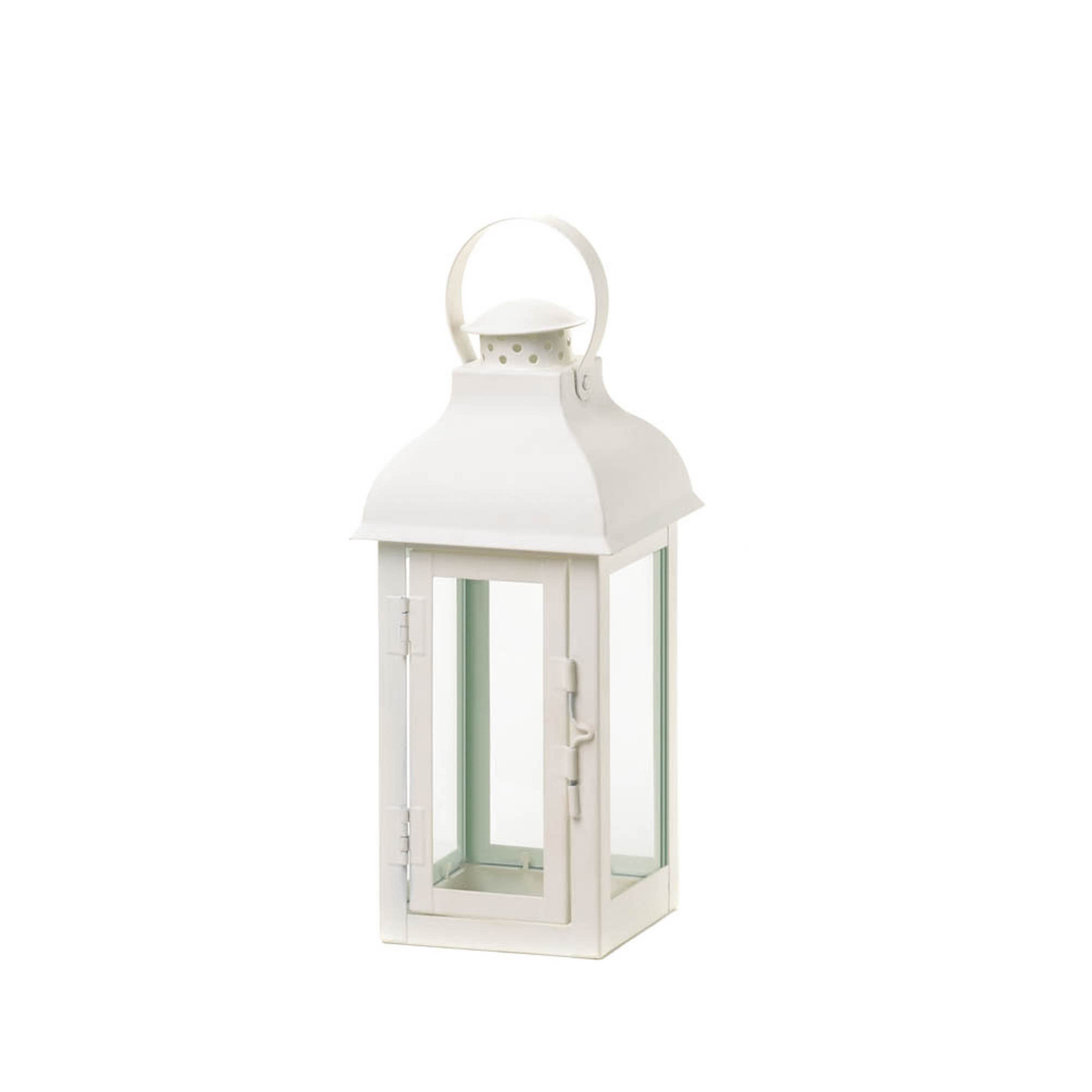 12.75&#x22; Gable White Lantern