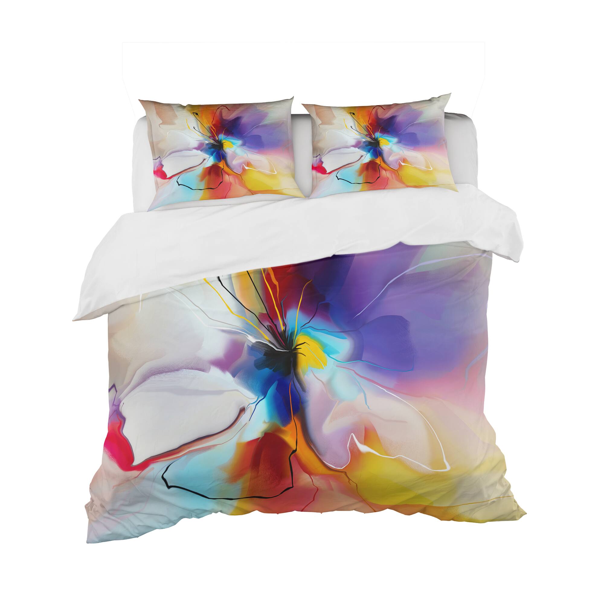 Designart &#x27;Creative Flower in Multiple Colors&#x27; Modern &#x26; Contemporary Bedding Set - Duvet Cover &#x26; Shams