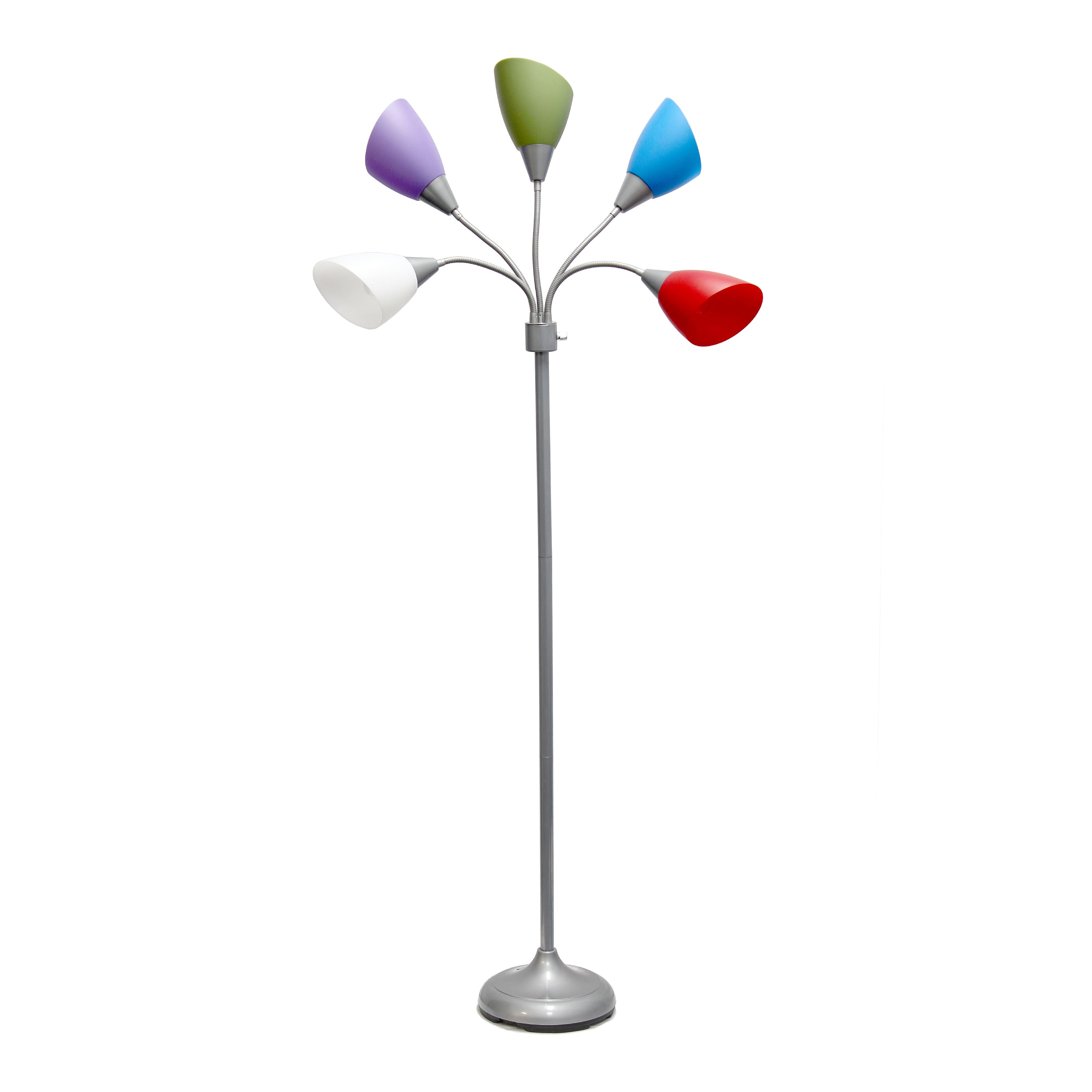 Simple Designs™ 5.6ft. 5-Light Gooseneck Silver Floor Lamp