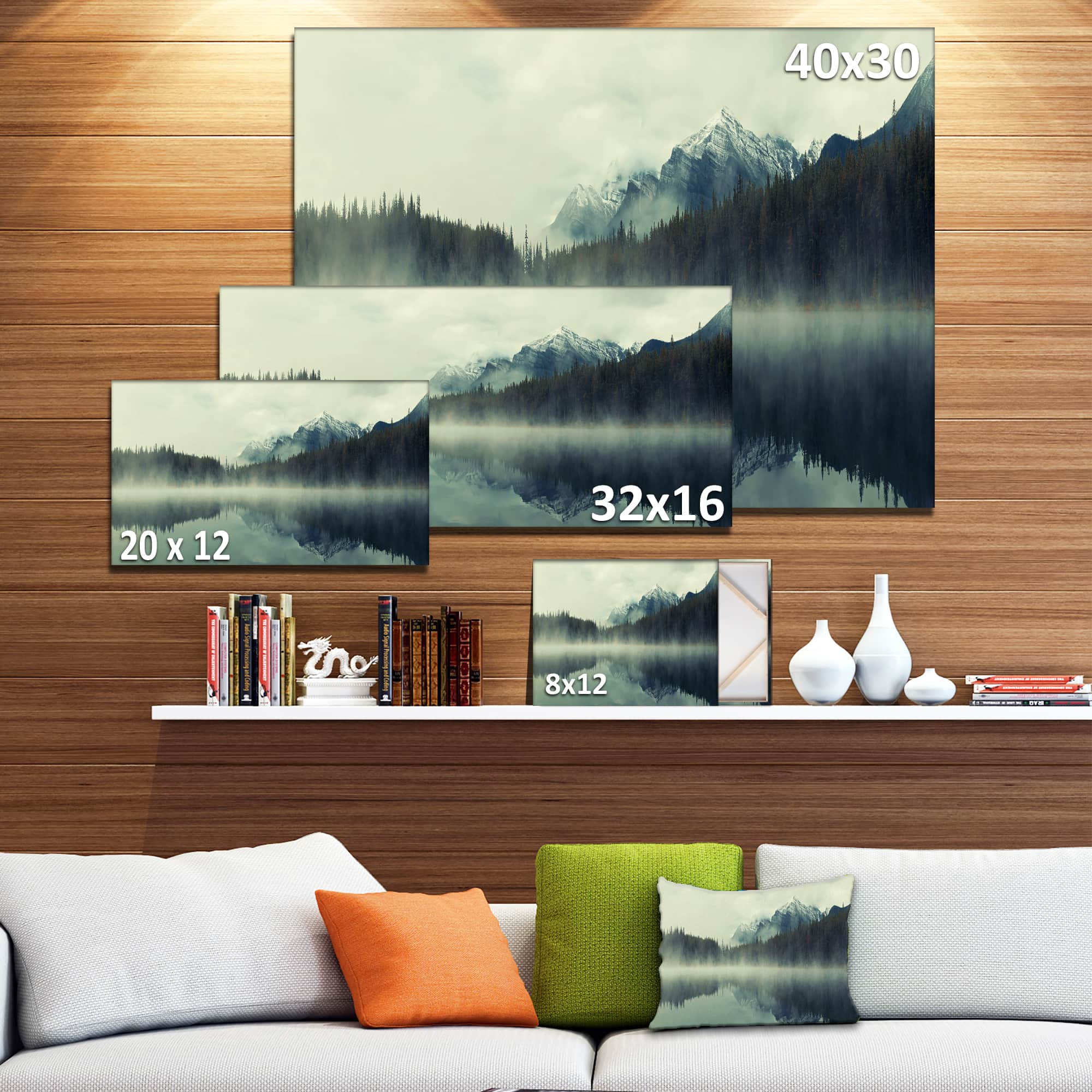 Designart - Lake Herbert in Foggy Morning - Modern Seascape Canvas Artwork