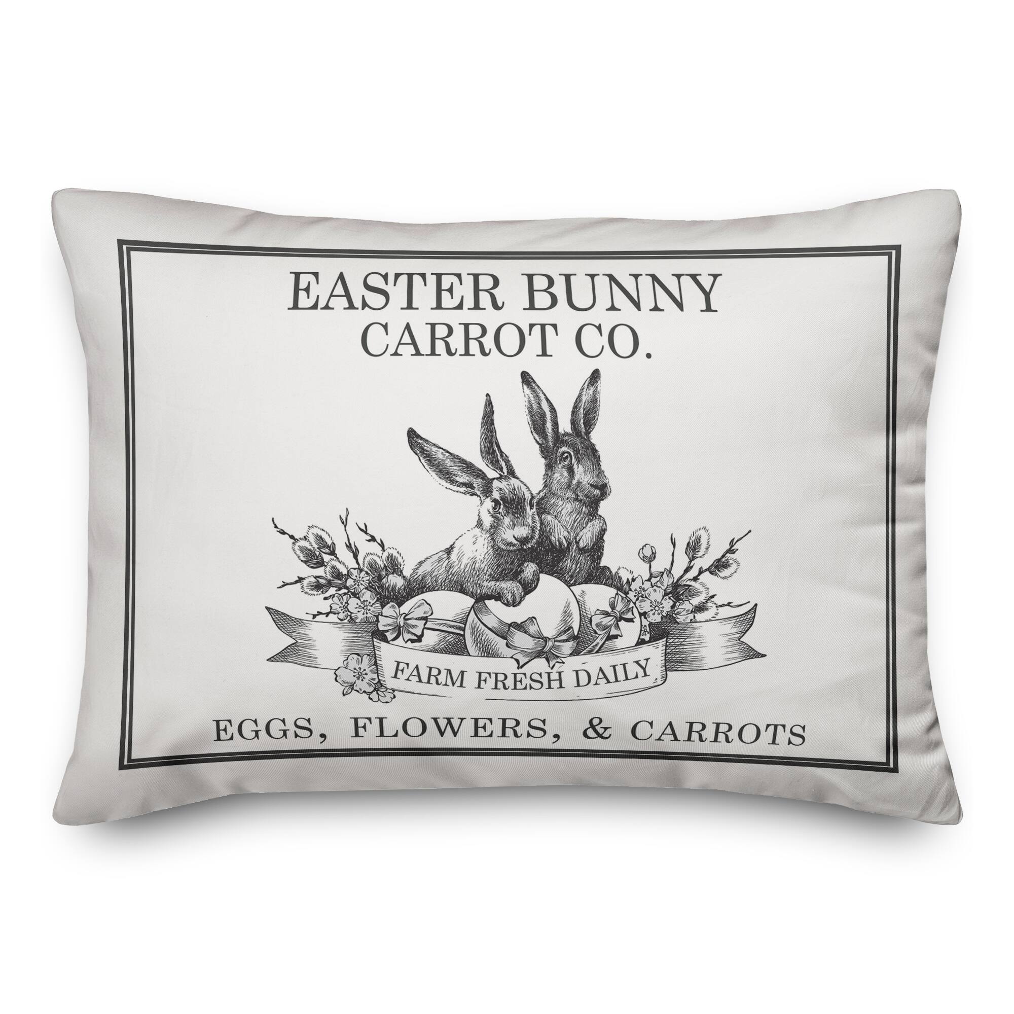 Easter Bunny Carrot Farm Pillow 14" x 20" Throw Pillow