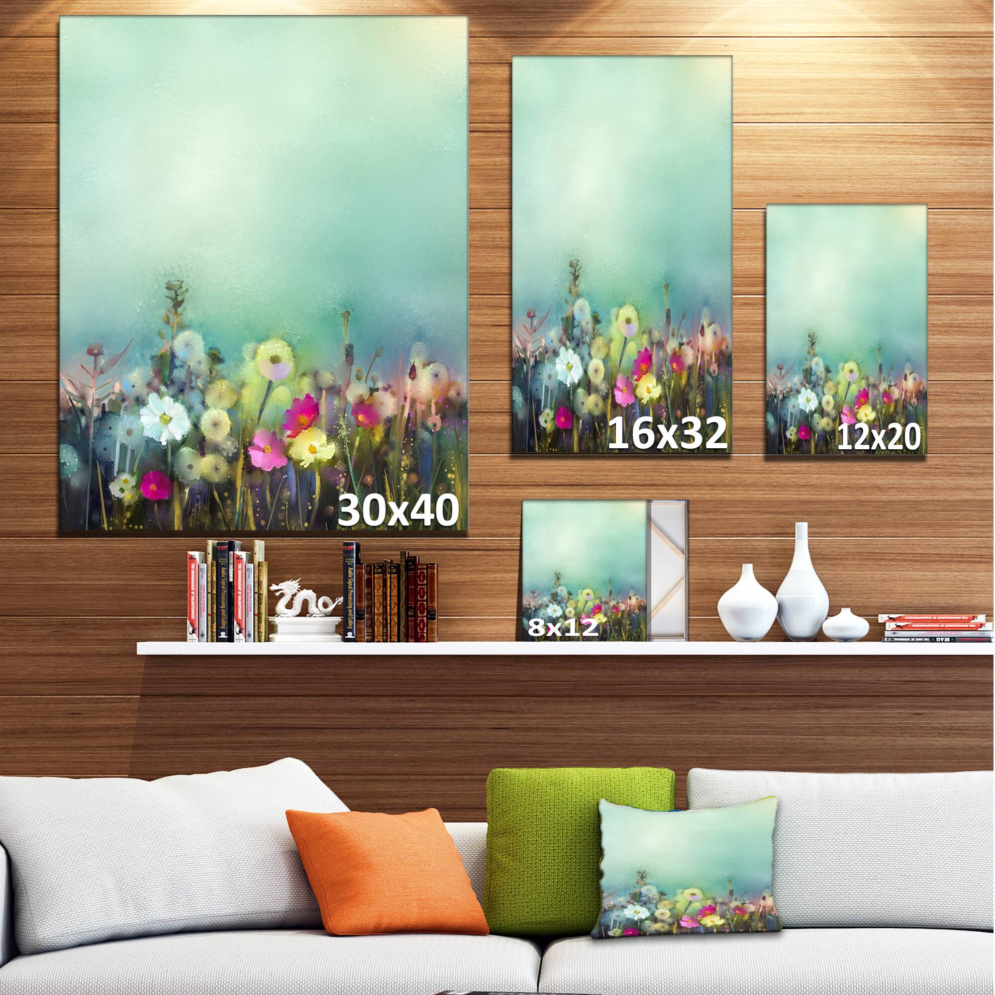 Designart - Dandelion Poppy and Daisy Flowers - Floral Canvas Art Print