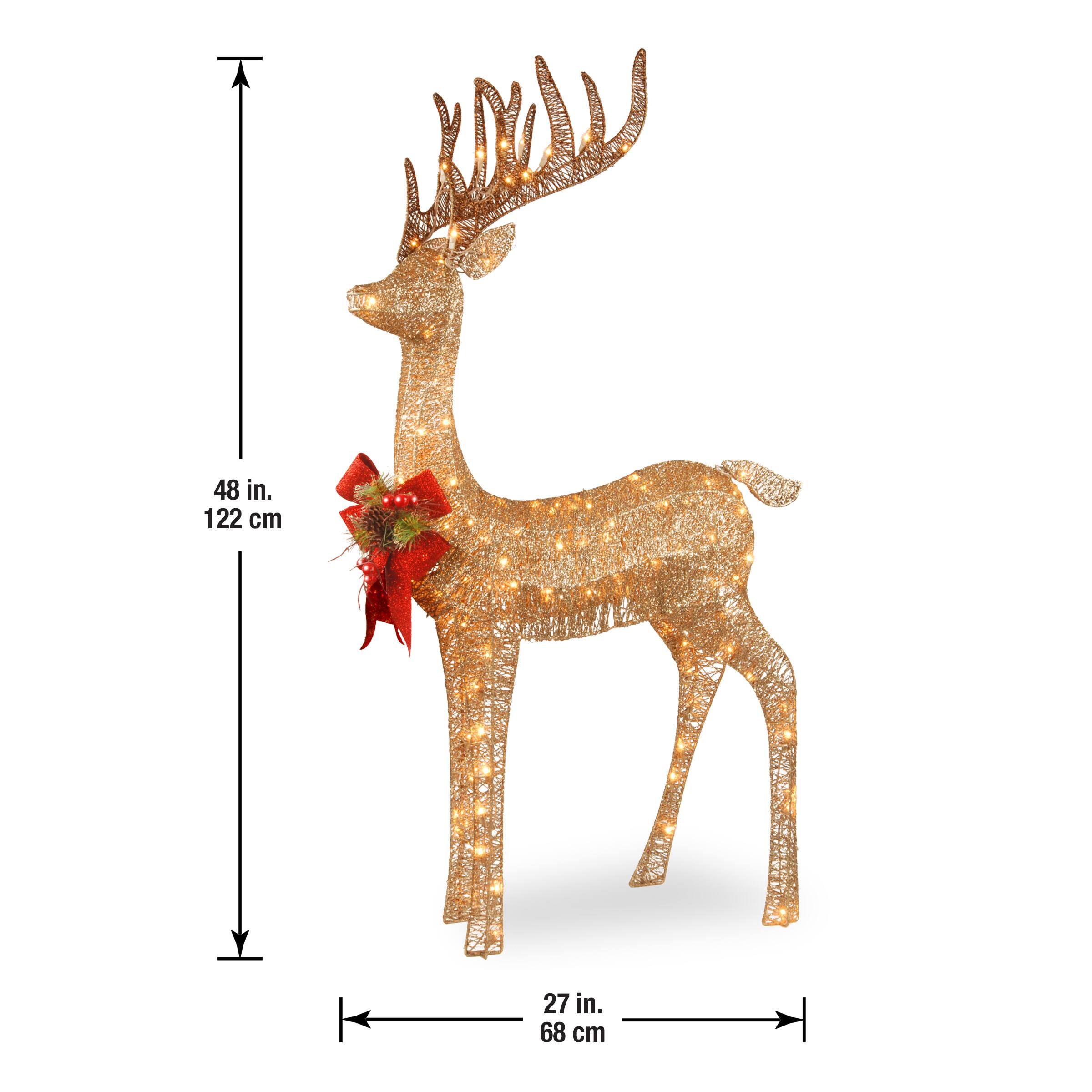 48" Champagne Standing Reindeer, Mini Clear LED Lights