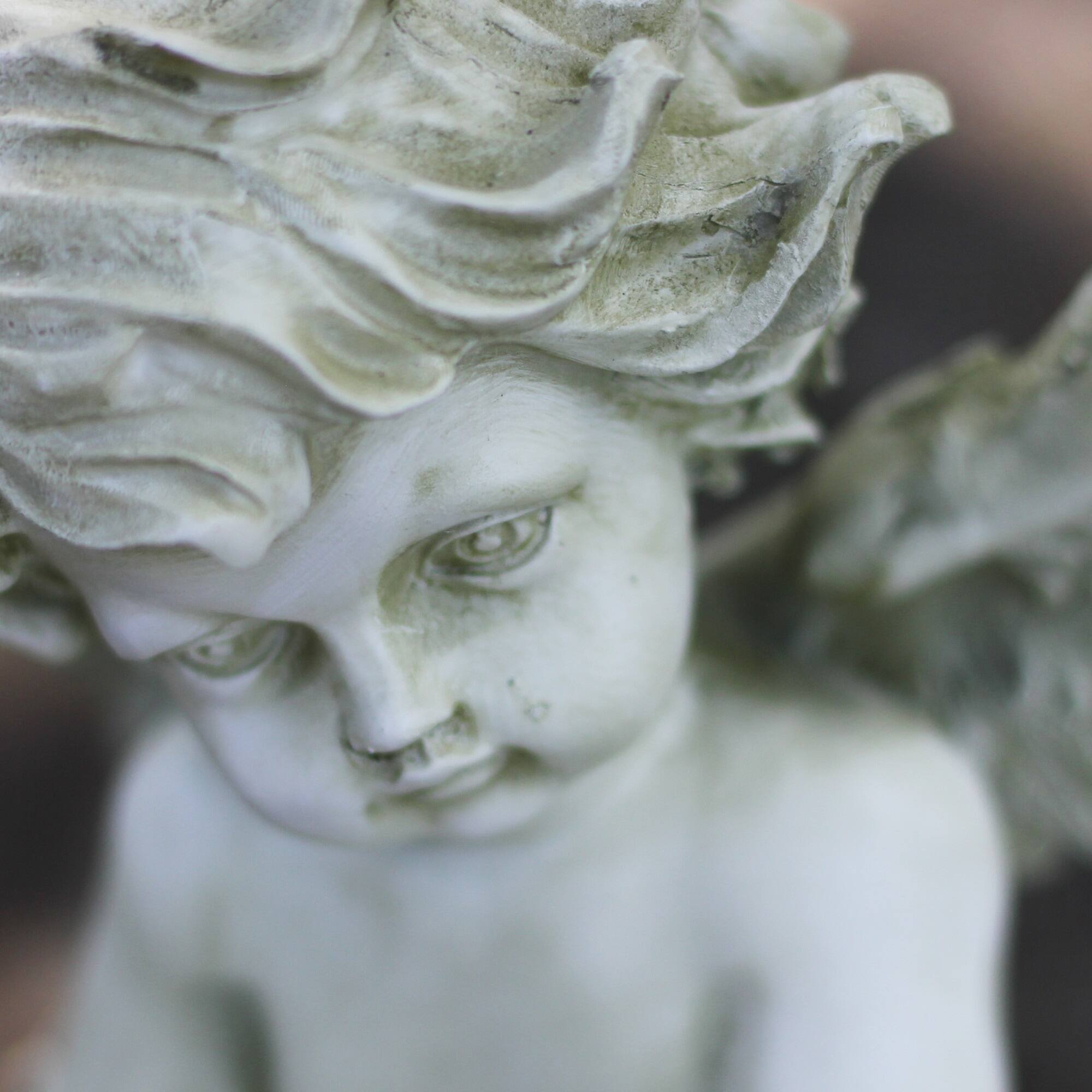 7.8" Cherub Angel with Baby Bird Outdoor Garden Statue