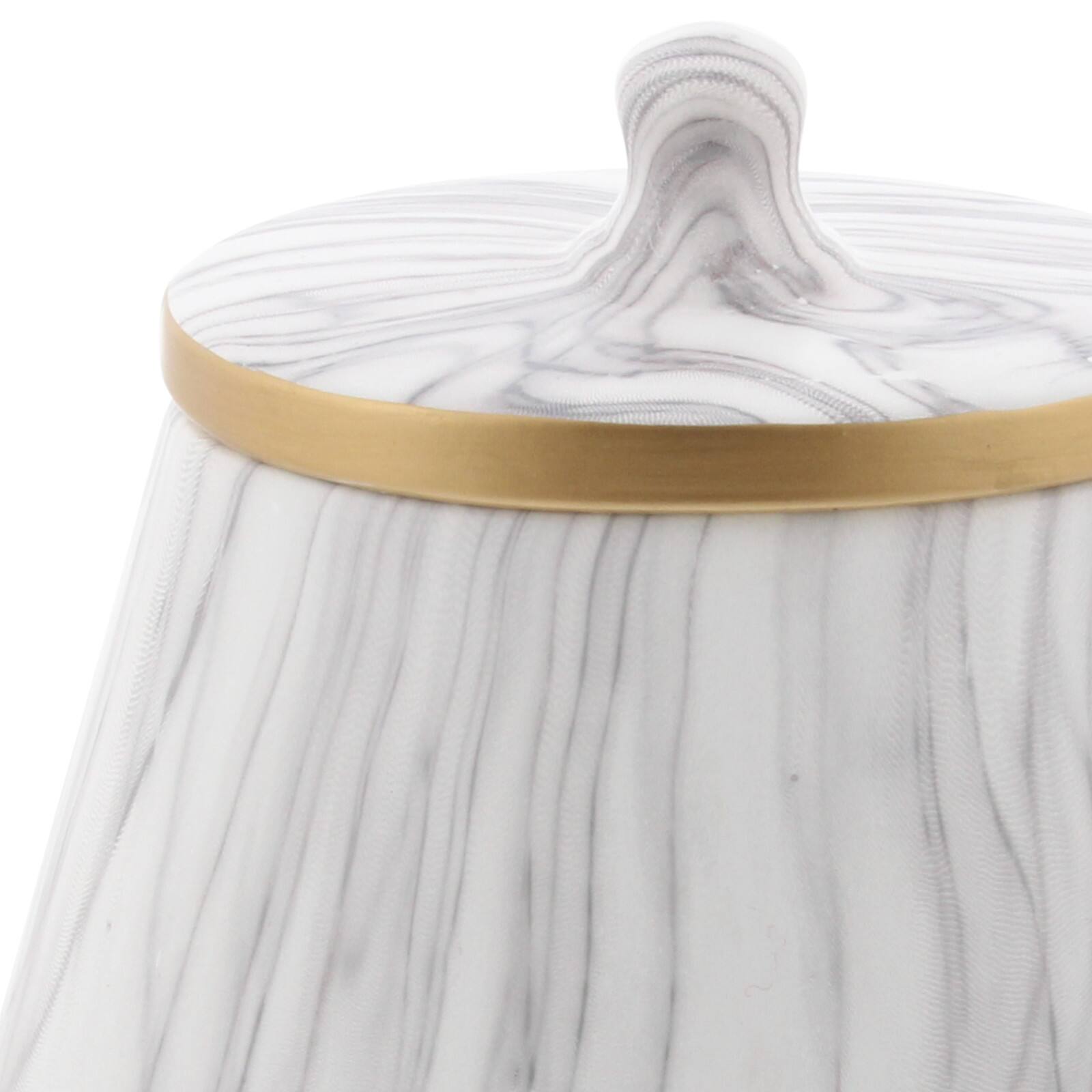 10&#x22; White Stoneware Contemporary Decorative Jar