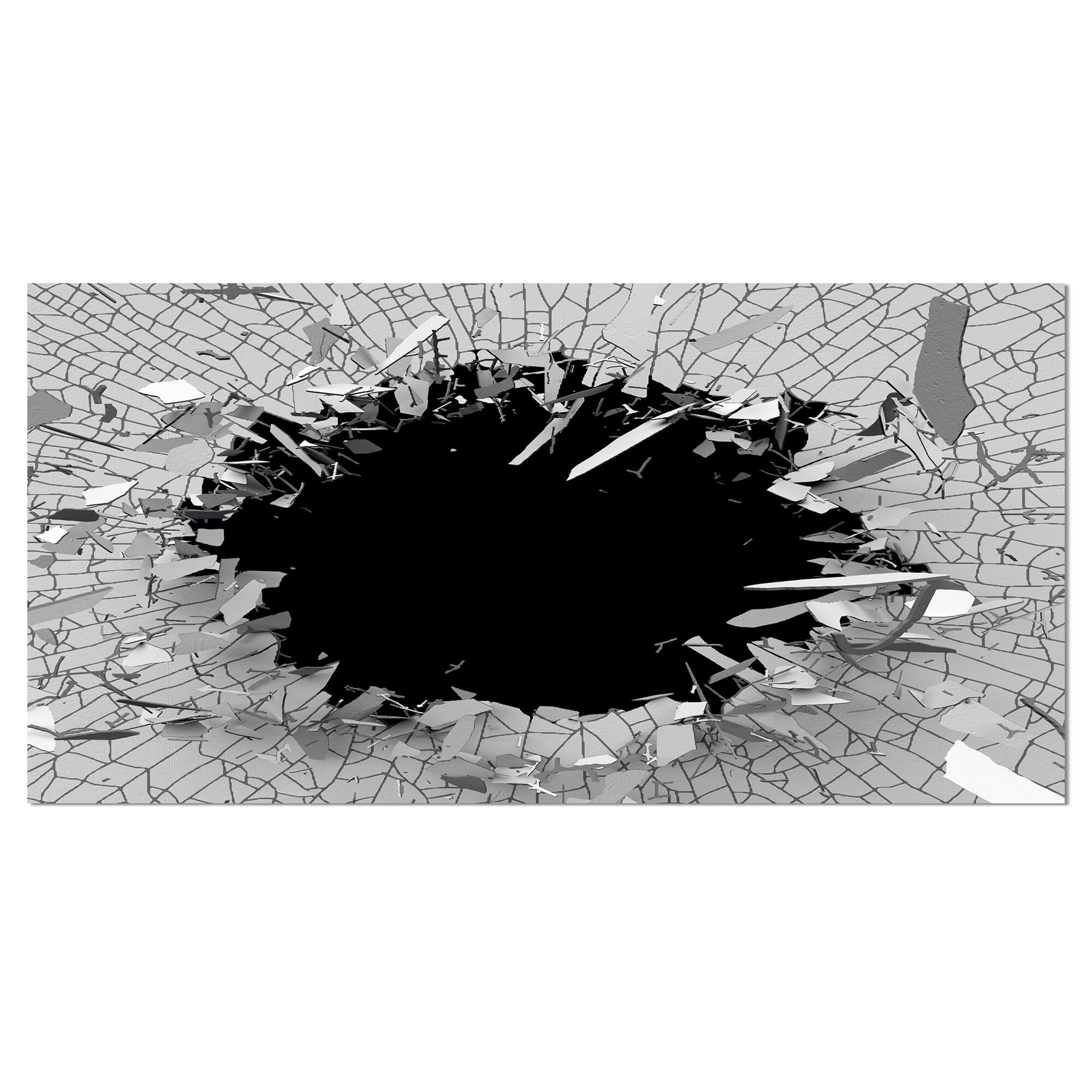 Designart - Abstract Broken Wall 3D Design - Oversized Abstract Canvas Wall Art