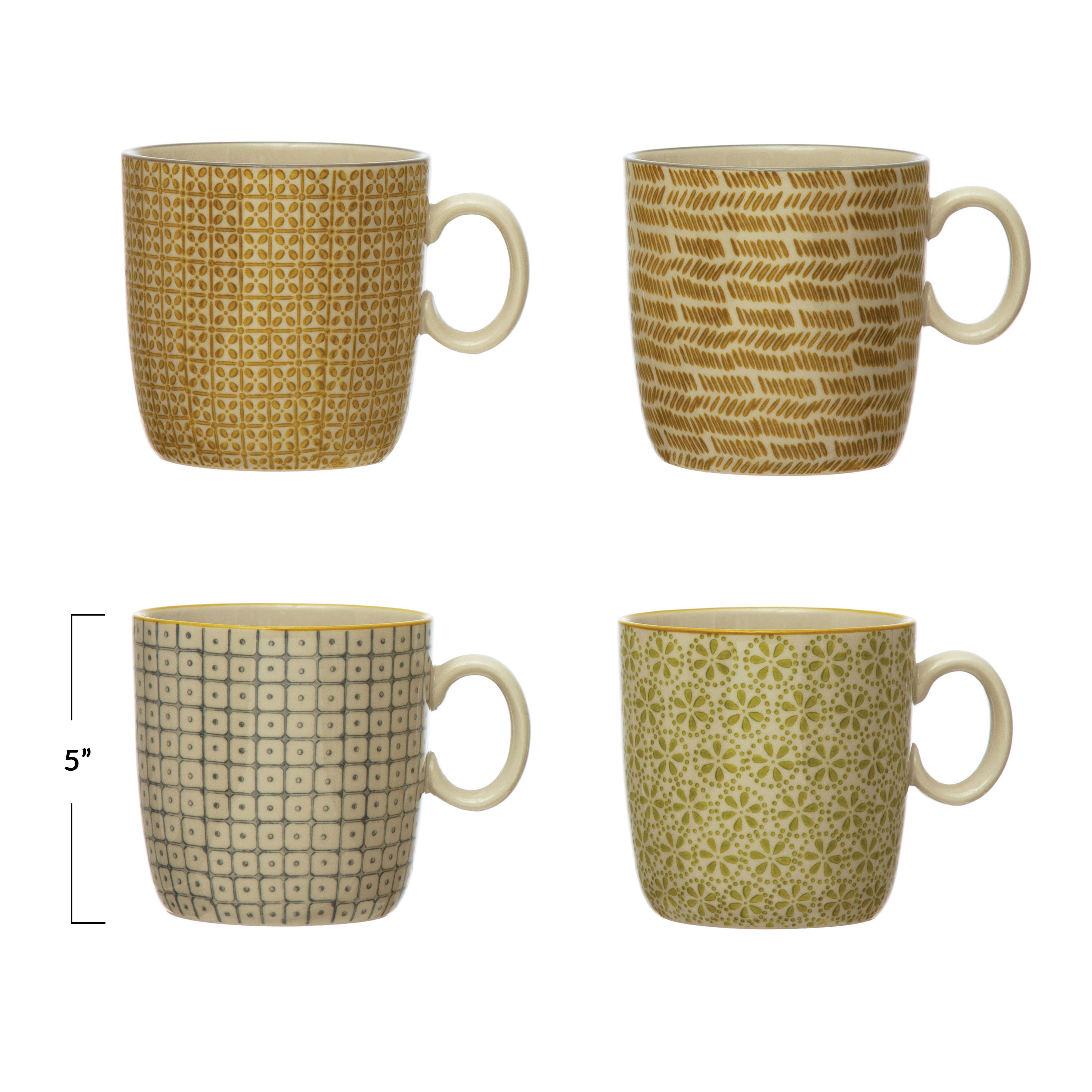 Hello Honey® Printed Hand-Stamped Stoneware Mug Set