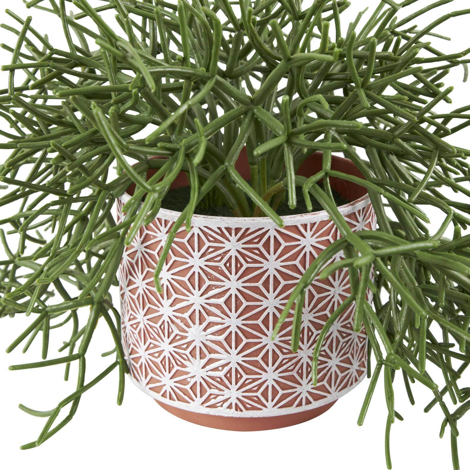 14&#x22; Faux Cascading Artificial Plant with Geometric Terracotta Pot