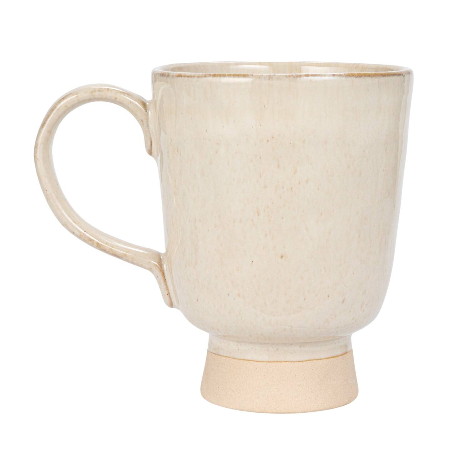 Hello Honey® 4.75" Cream Speckled Glaze Stoneware Footed Mug, 4ct.