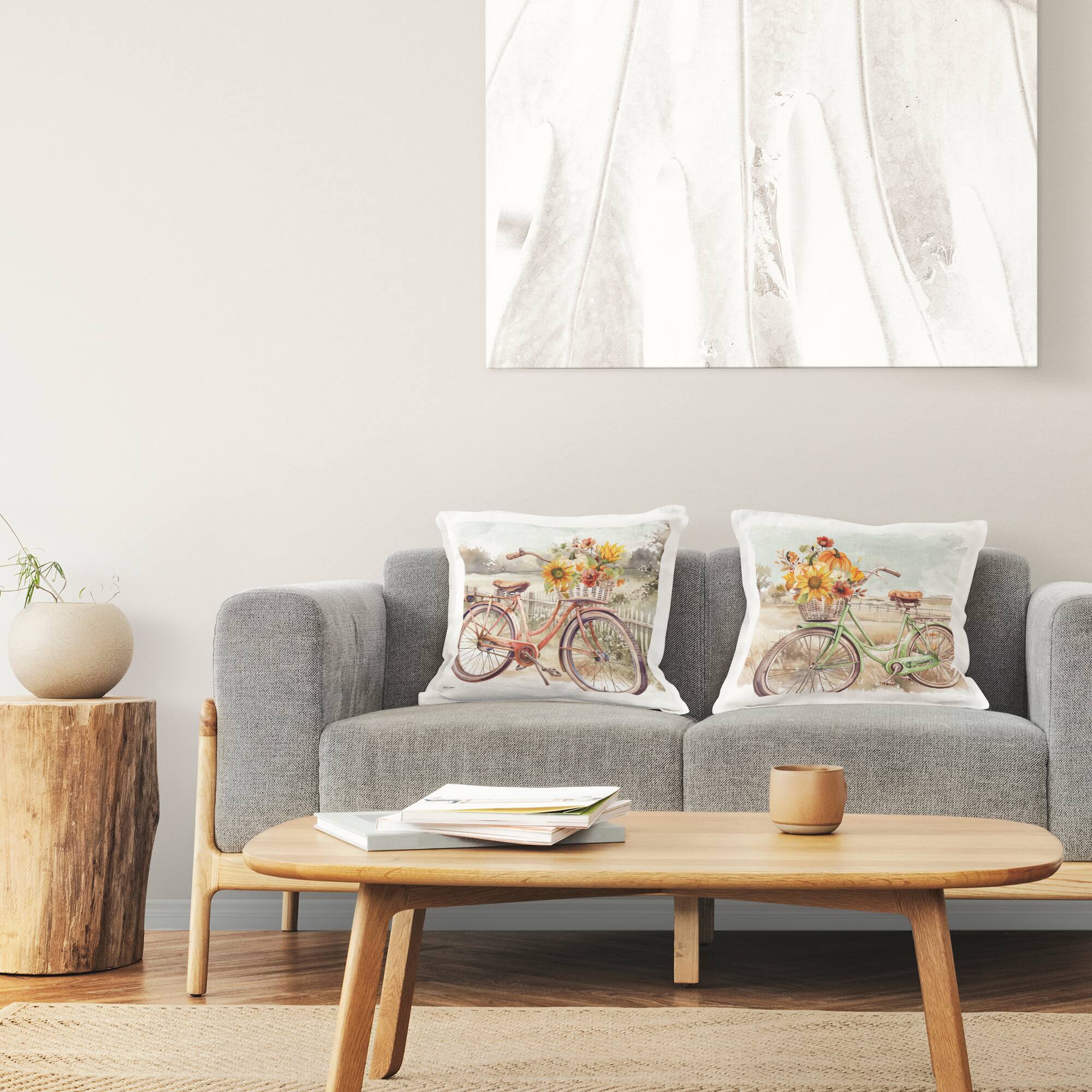 Stupell Industries Rustic Autumnal Bicycles Decorative Printed Throw Pillow