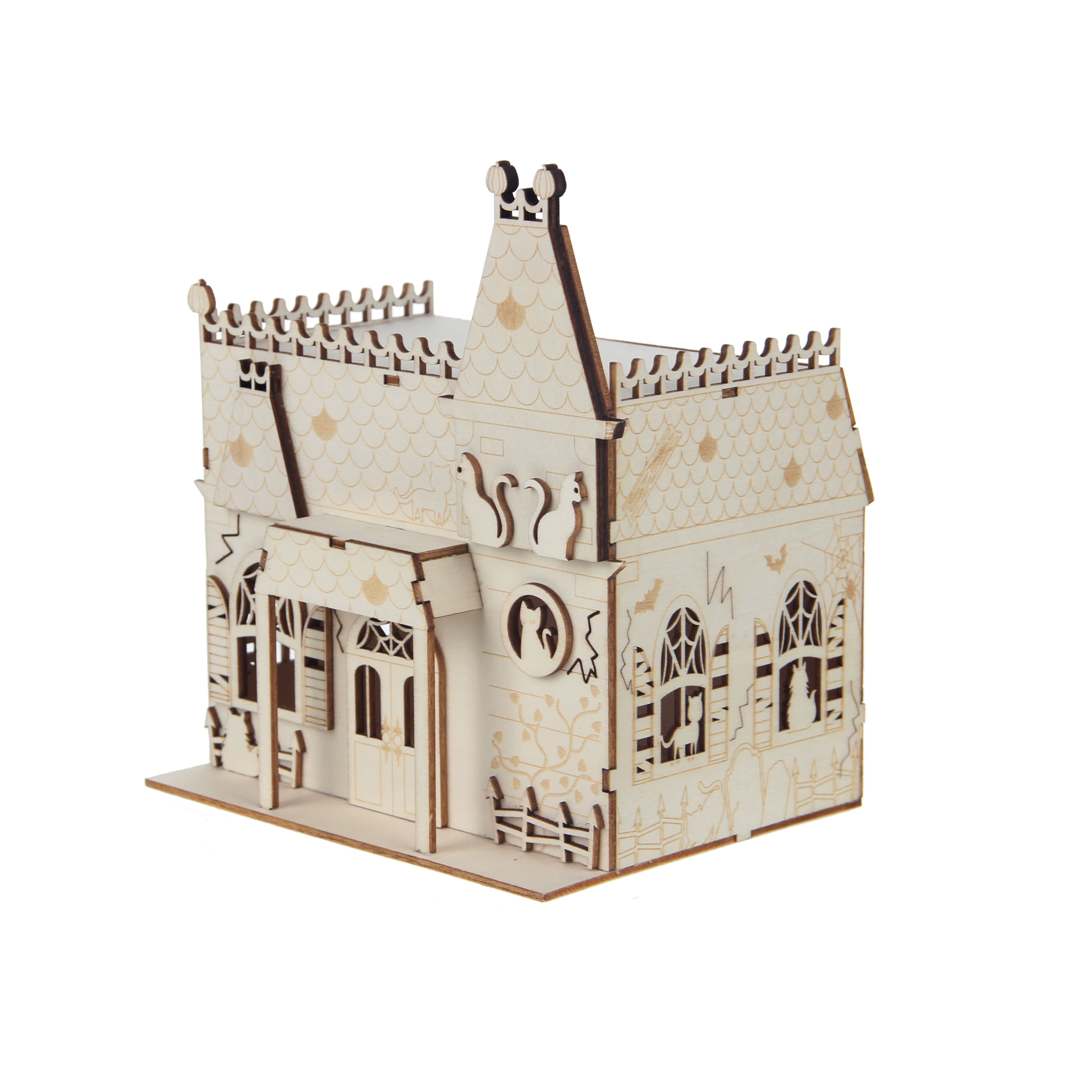 7.5" DIY Village Cat House LED Wood Décor by Make Market®