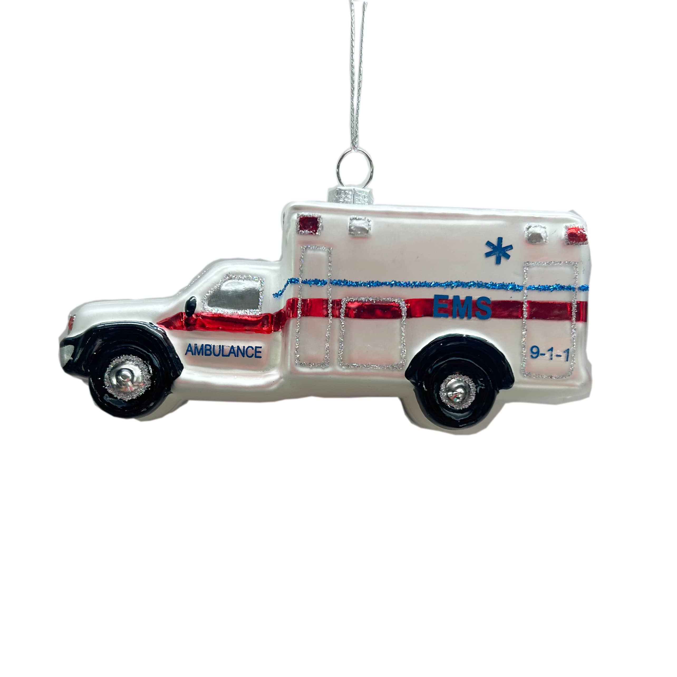 4.5&#x22; White Ambulance Glass Ornament by Ashland&#xAE;