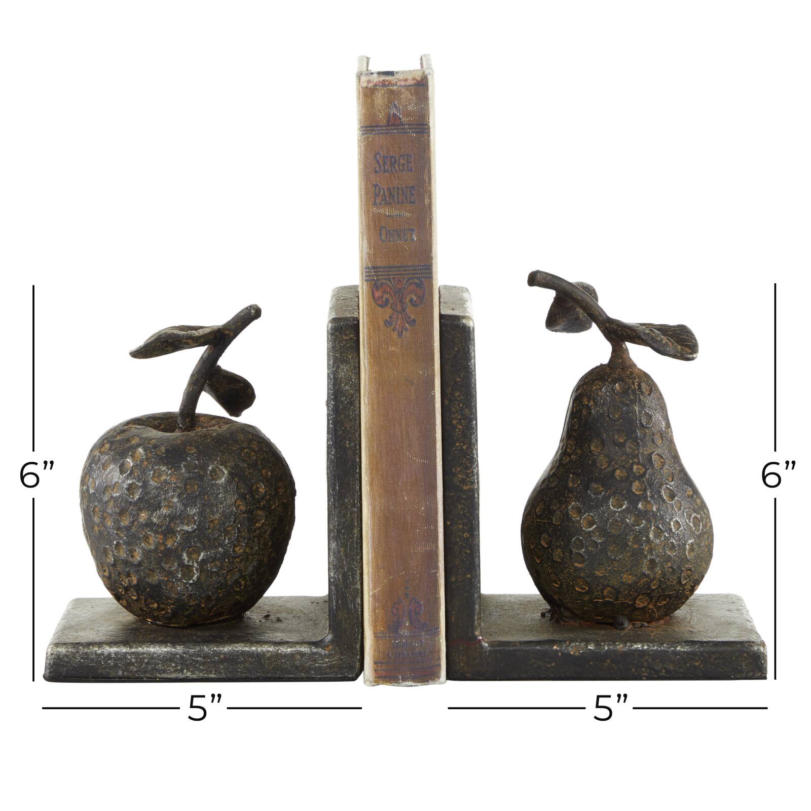 6&#x22; Gray Metal Rustic Fruit Bookends
