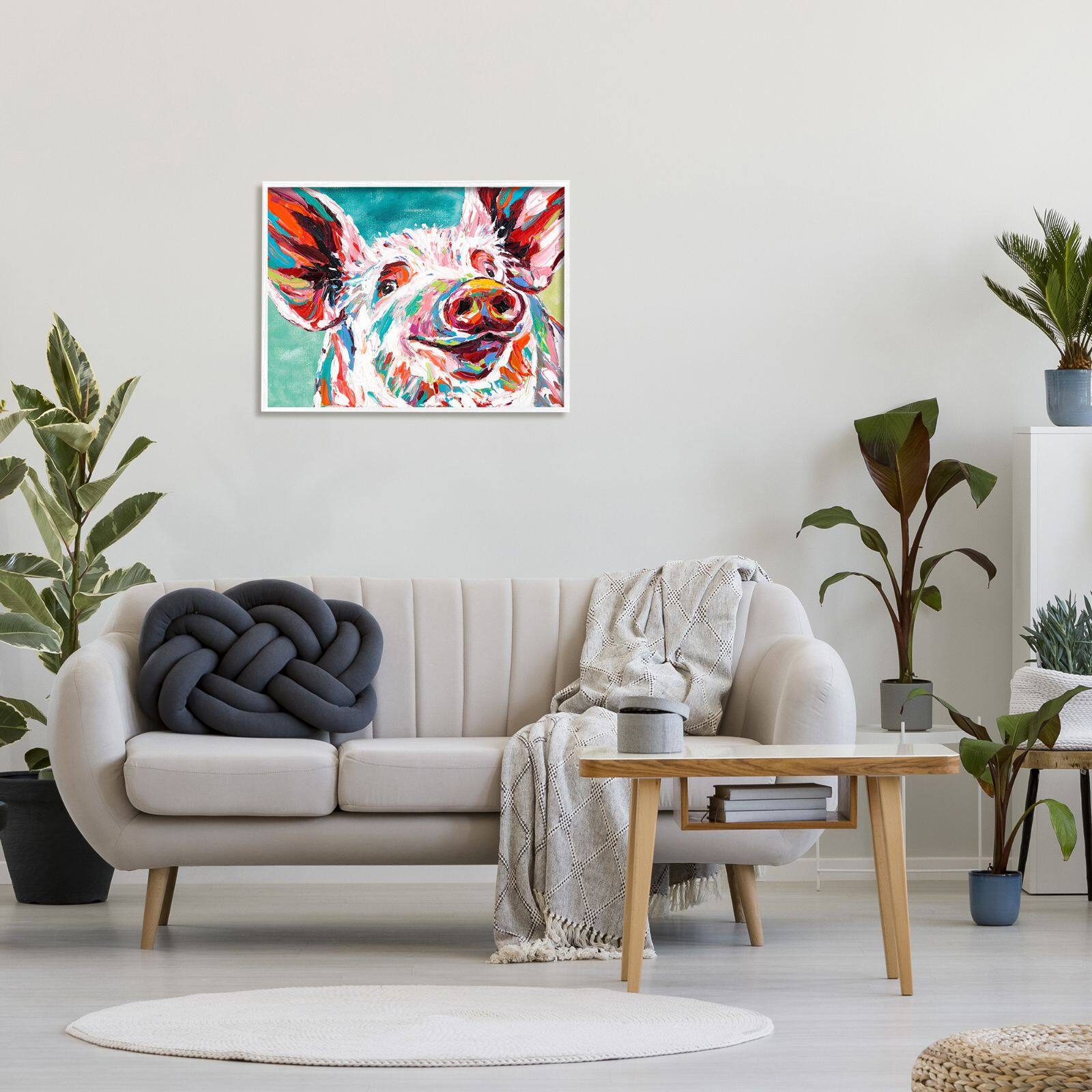 Stupell Industries Brightly Painted Pig Framed Wall Art