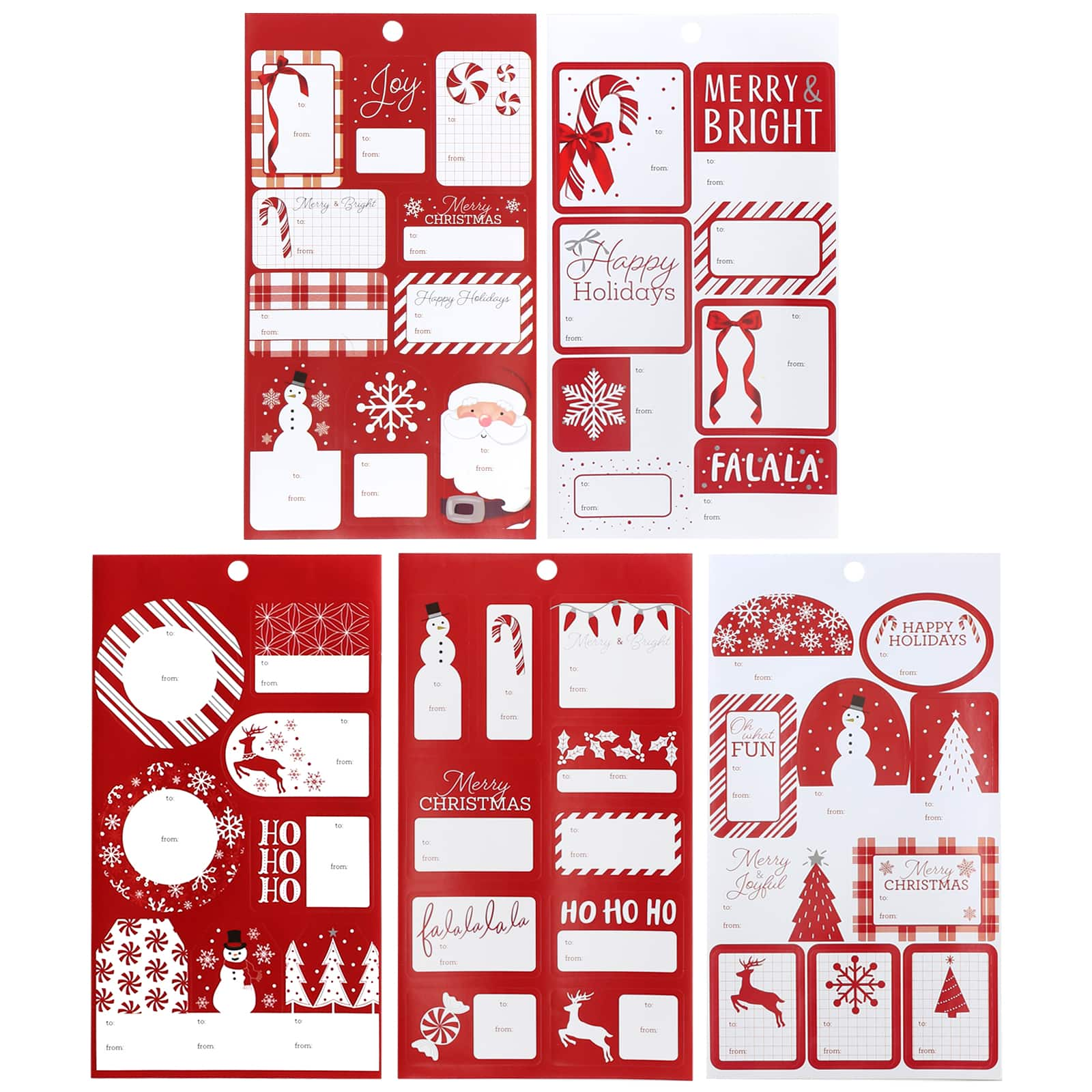 Red &#x26; White Christmas Sticker Gift Tags, 120ct. by Celebrate It&#x2122;