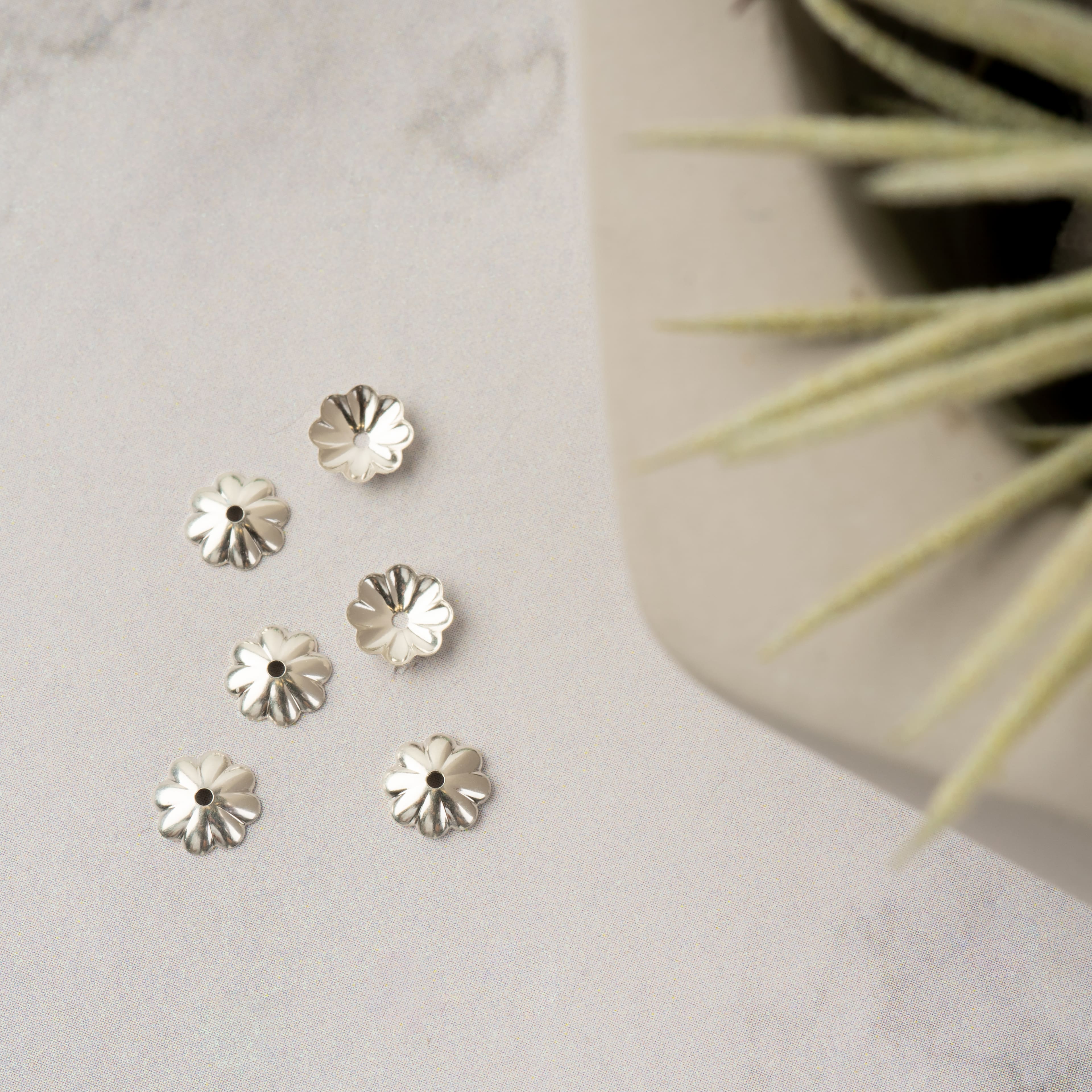 6mm Sterling Silver Flower Beadcap Findings, 6ct. by Bead Landing&#x2122;
