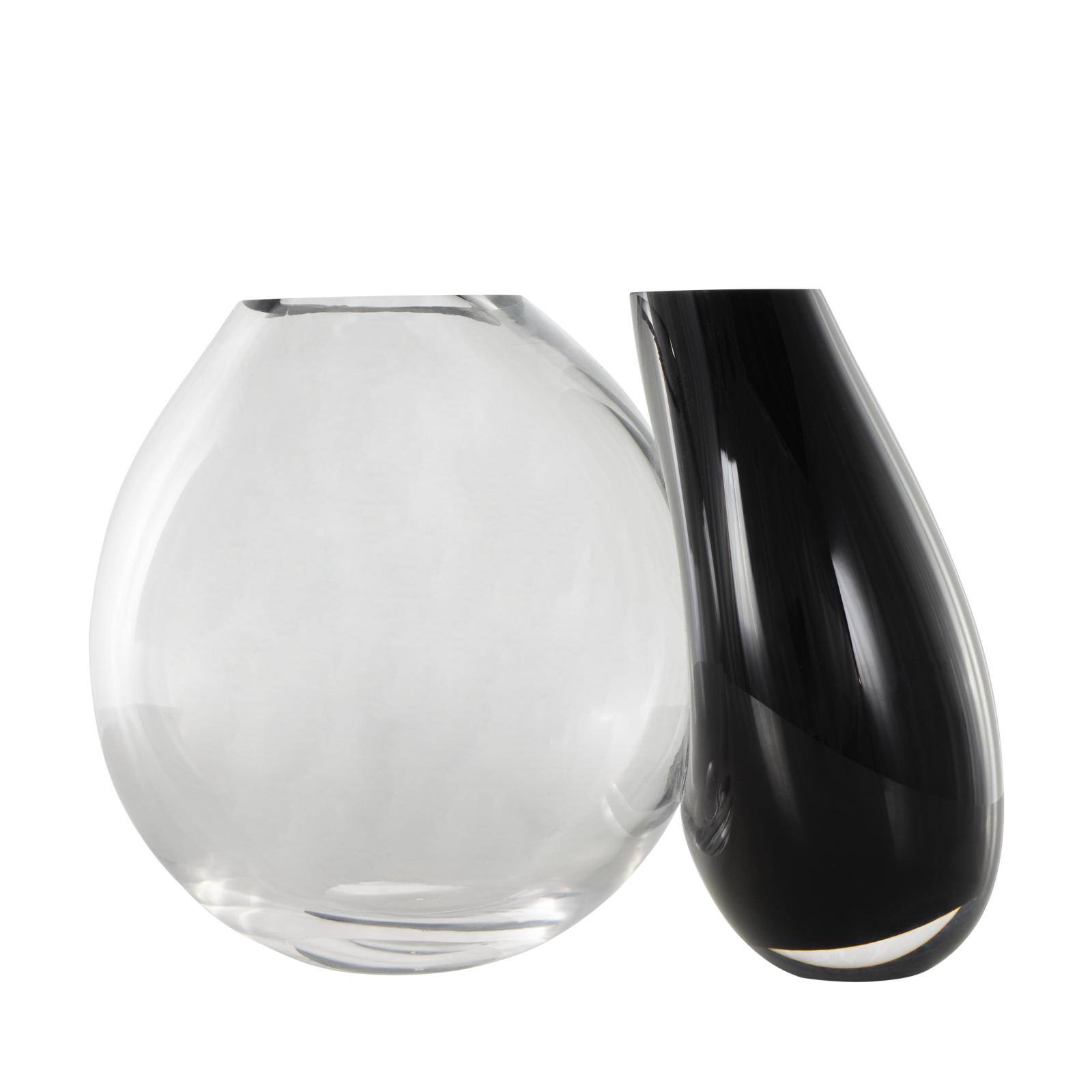Black & Clear Abstract 2 Opening Recycled Glass Vase