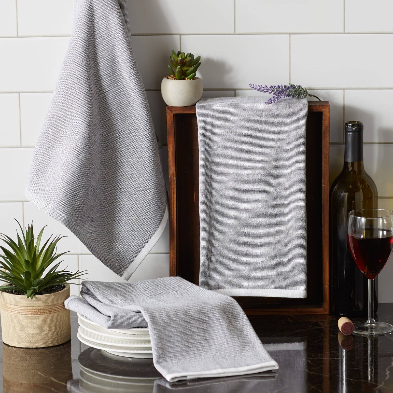 DII® Mineral Chambray Terry Dishtowels, 3ct.