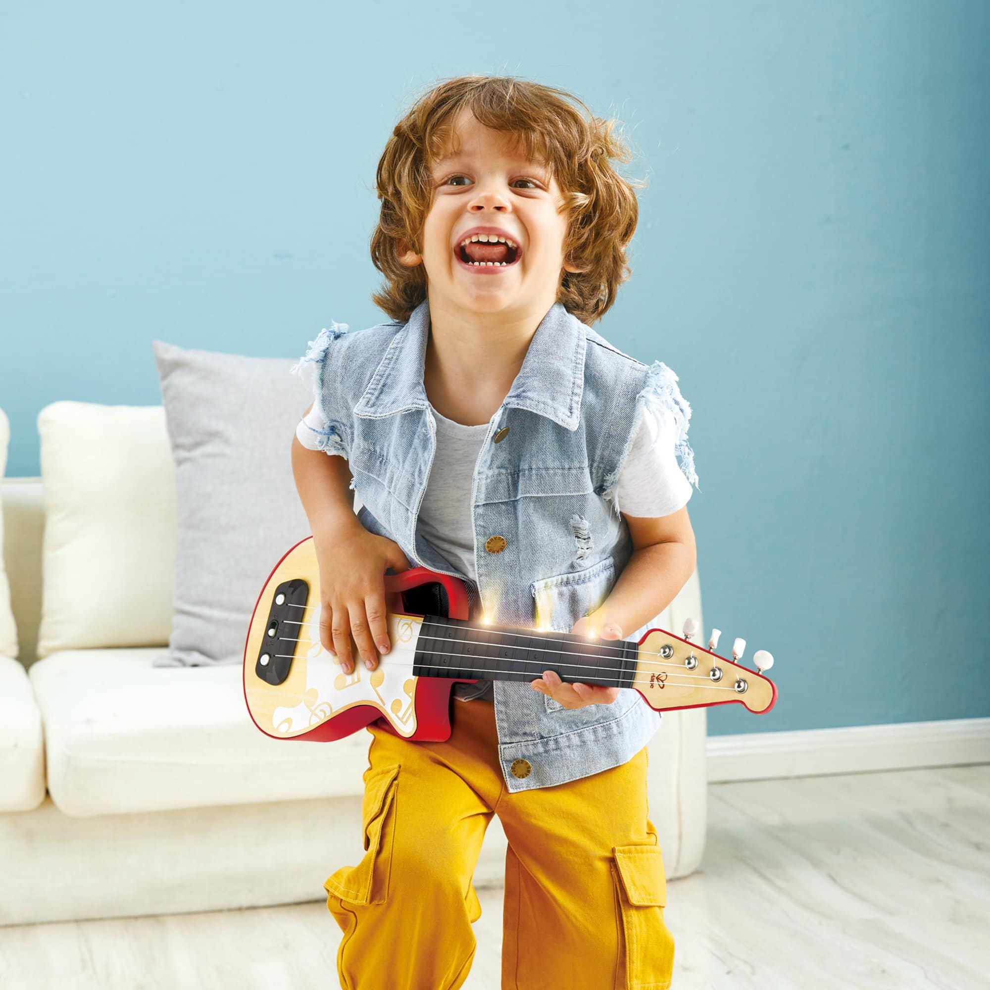 Hape Learn With Lights Red Electronic Ukulele