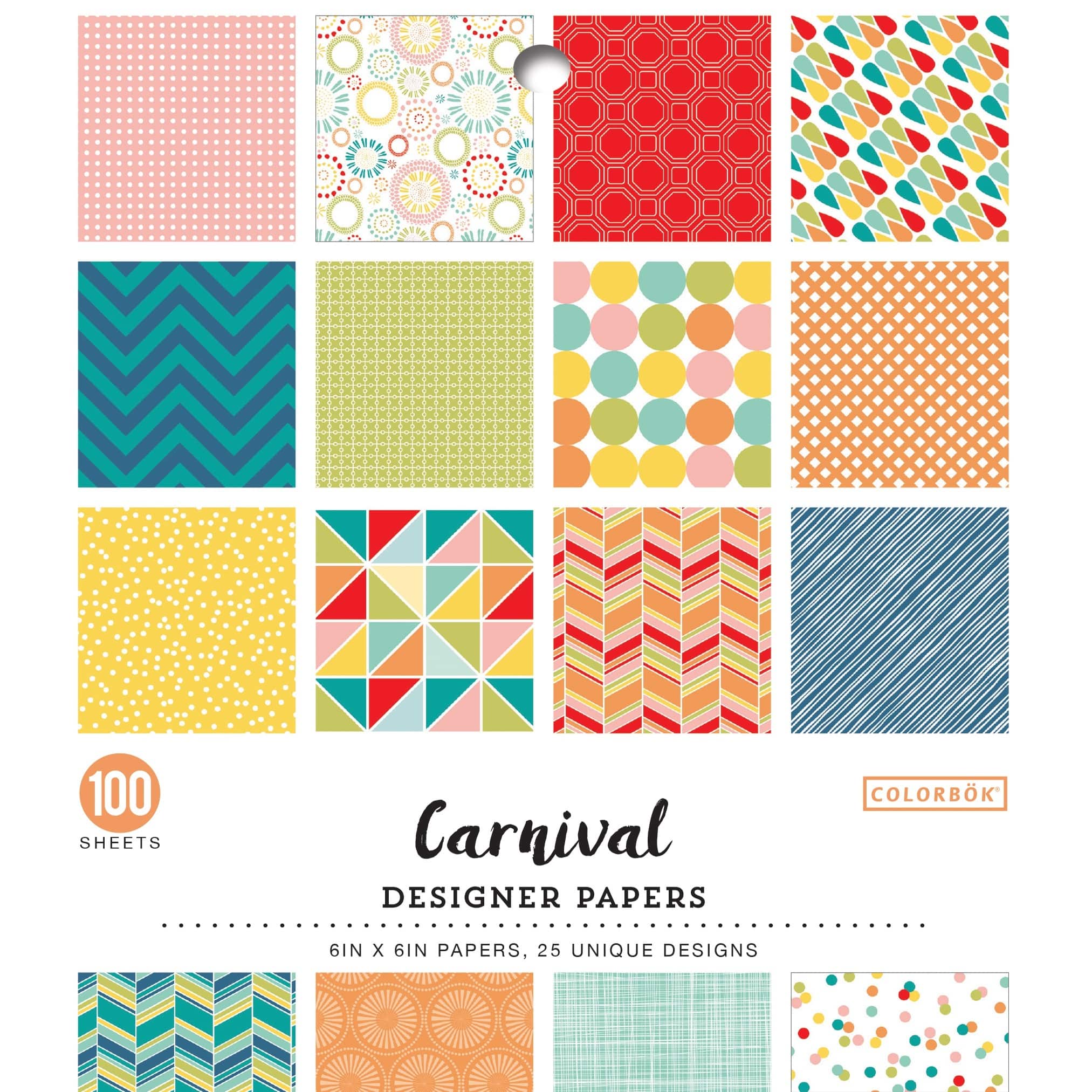 Colorbok&#xAE; Carnival 6&#x22; x 6&#x22; Single-Sided Printed Cardstock, 100 Sheets