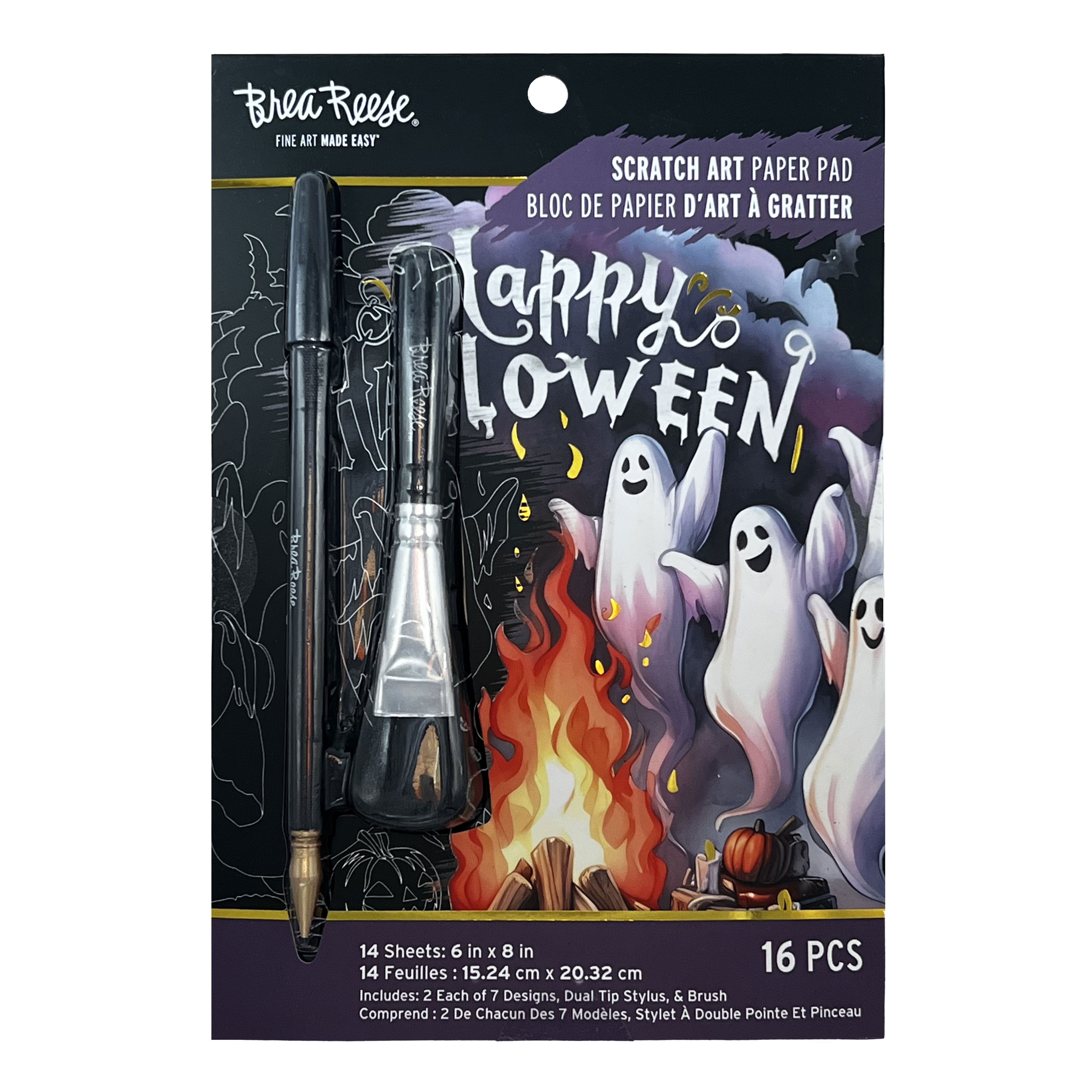 Brea Reese&#x2122; 6&#x22; x 8&#x22; Funky Frights Scratch Art Paper Pad
