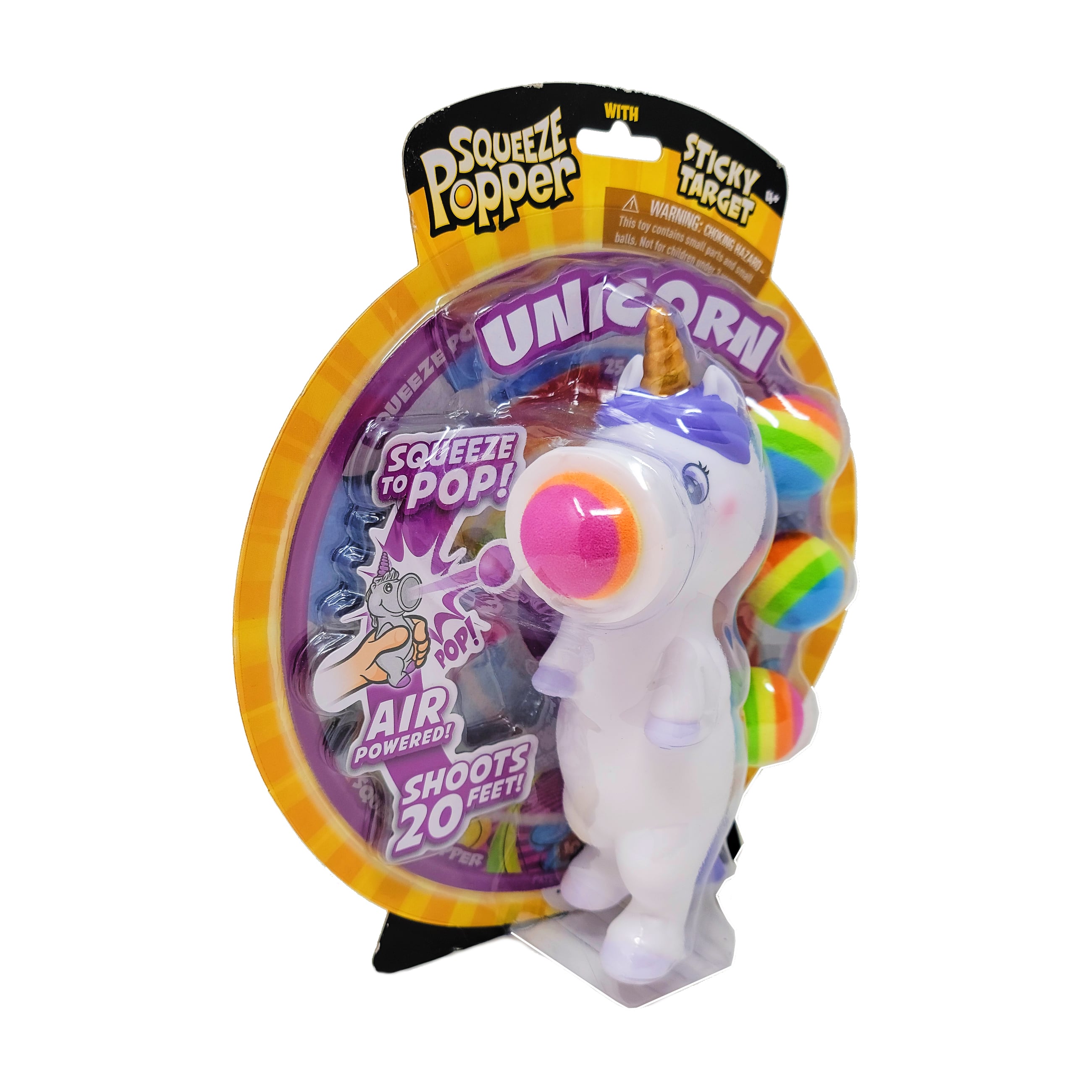 White Unicorn Squeeze Popper with Sticky Target
