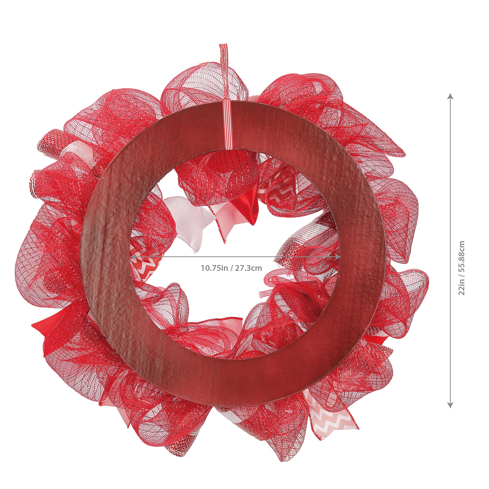 22&#x22; Red &#x26; White Mesh Wreath by Celebrate It&#x2122;