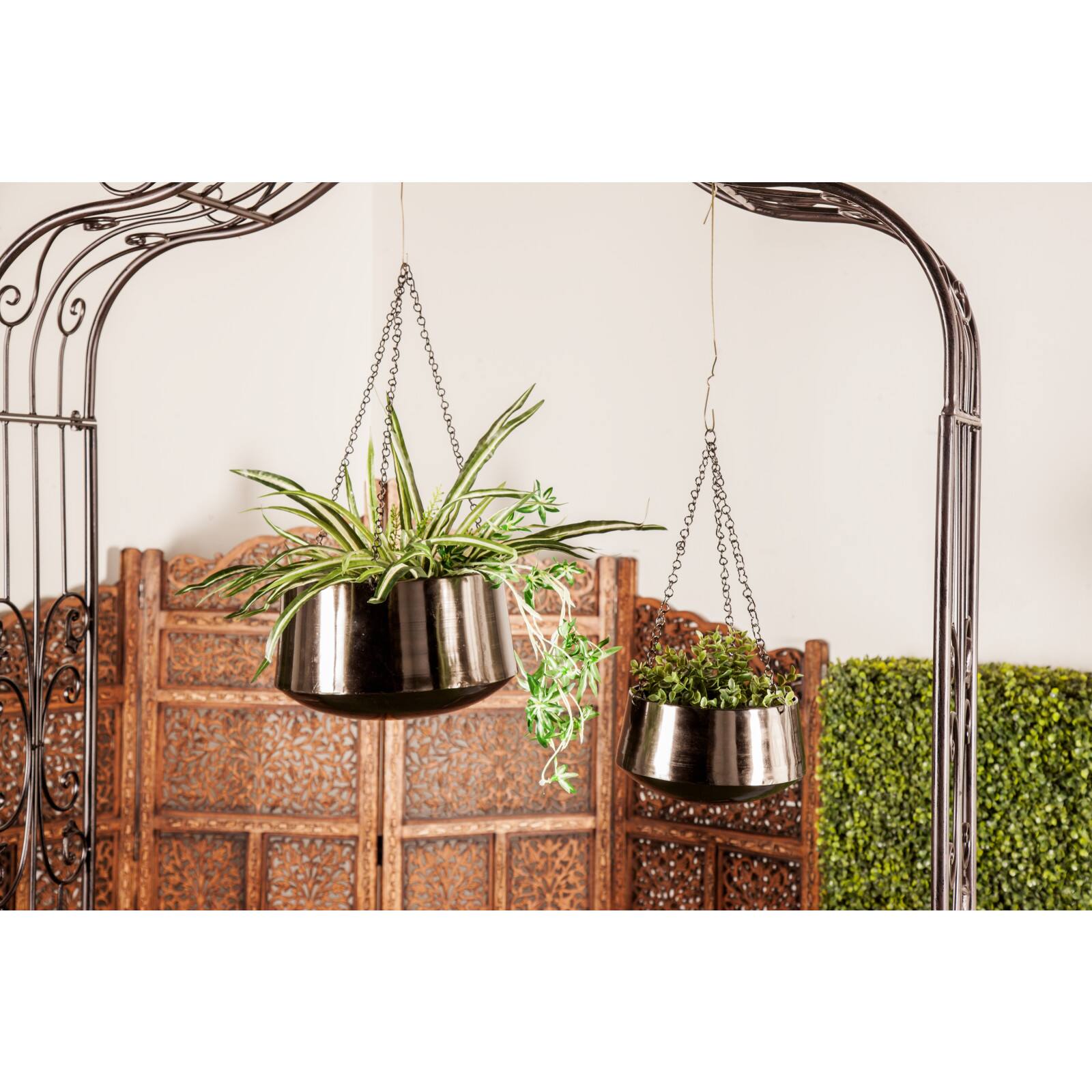 Black Metal Glam Planter Set, 5&#x22; &#x26; 7&#x22;