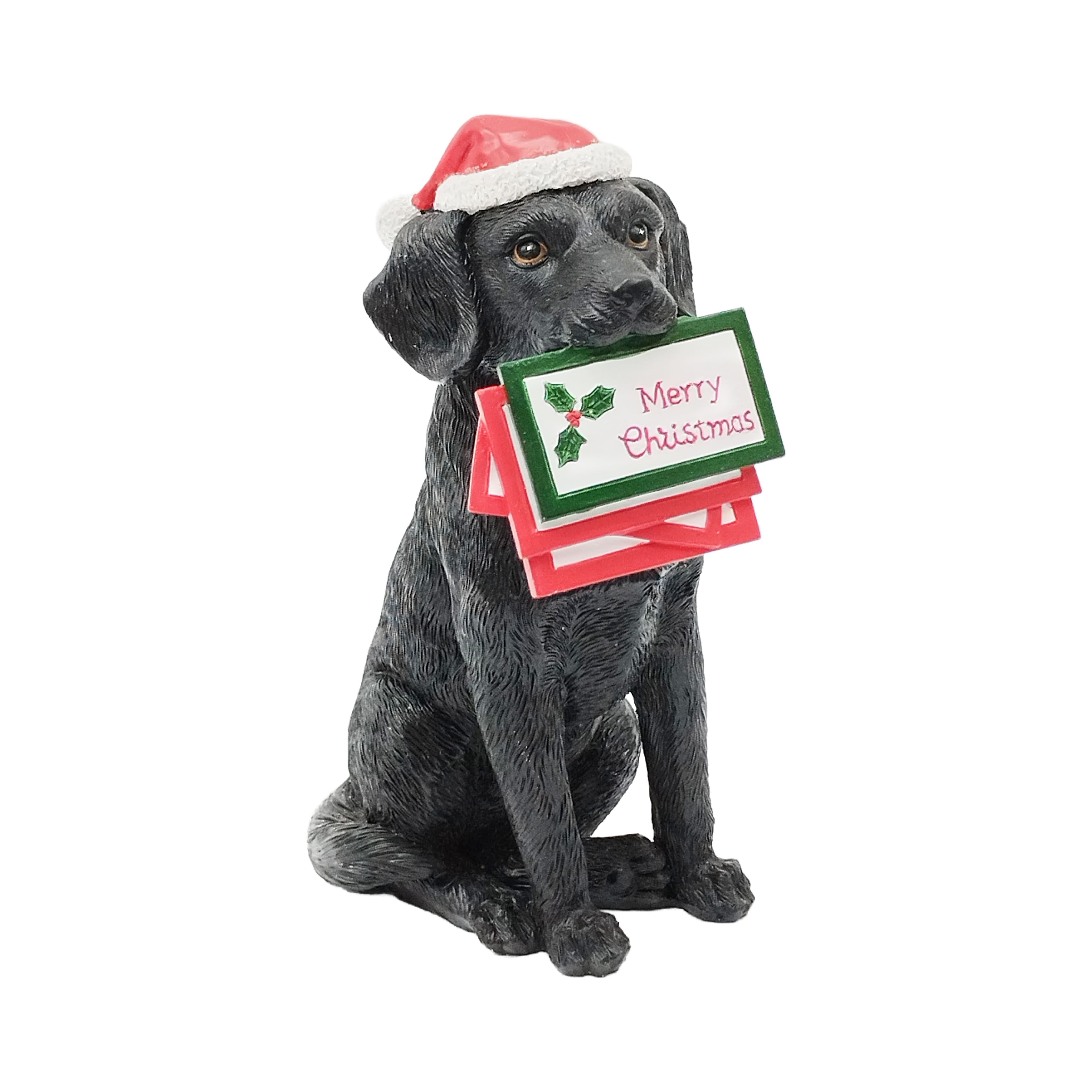 6.75&#x22; Black Dog with Christmas Cards Tabletop D&#xE9;cor by Ashland&#xAE;