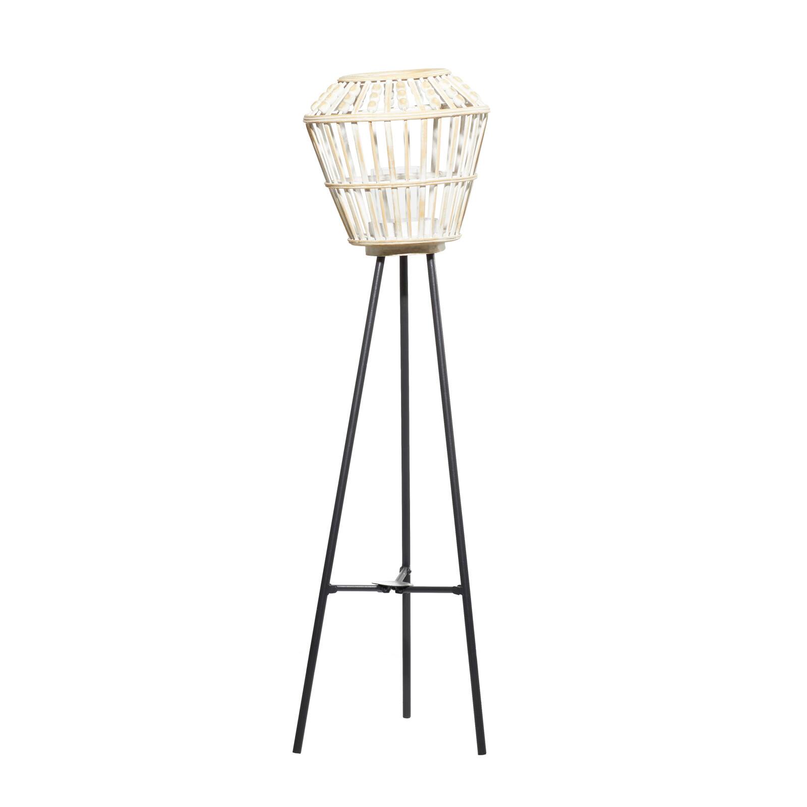 White Metal Natural Lantern, 40" x 11" x 11"