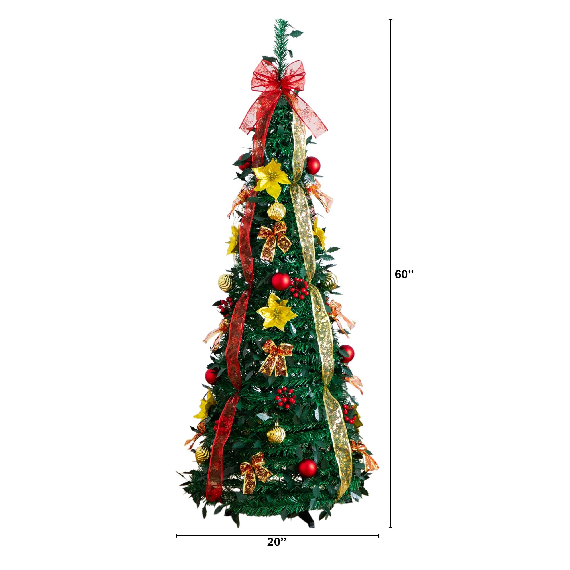 5ft. Pre-Lit Pop-Up Green Artificial Christmas Tree, Warm White LED Lights