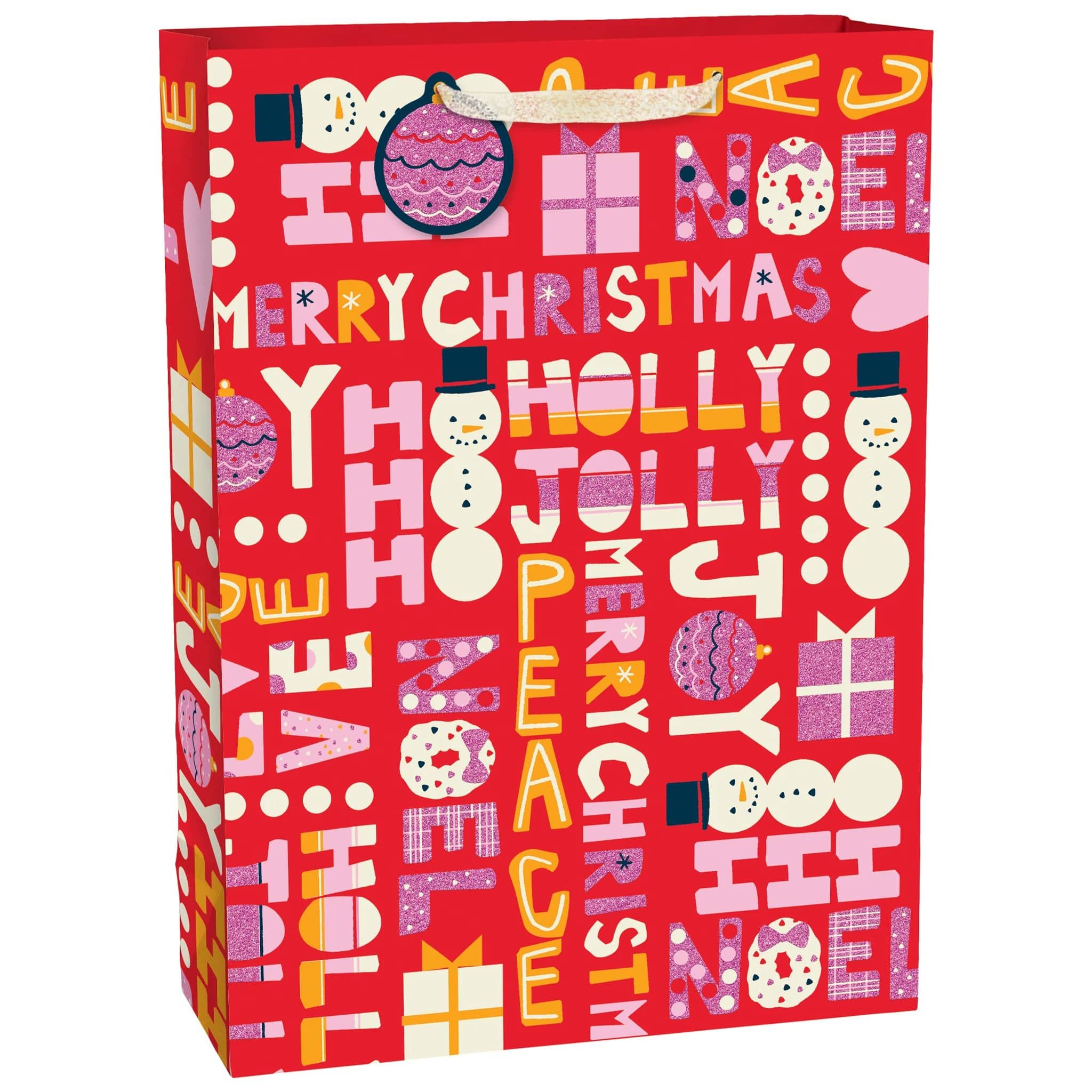 28 Holly Jolly Christmas Paper Gift Bags, 6ct.