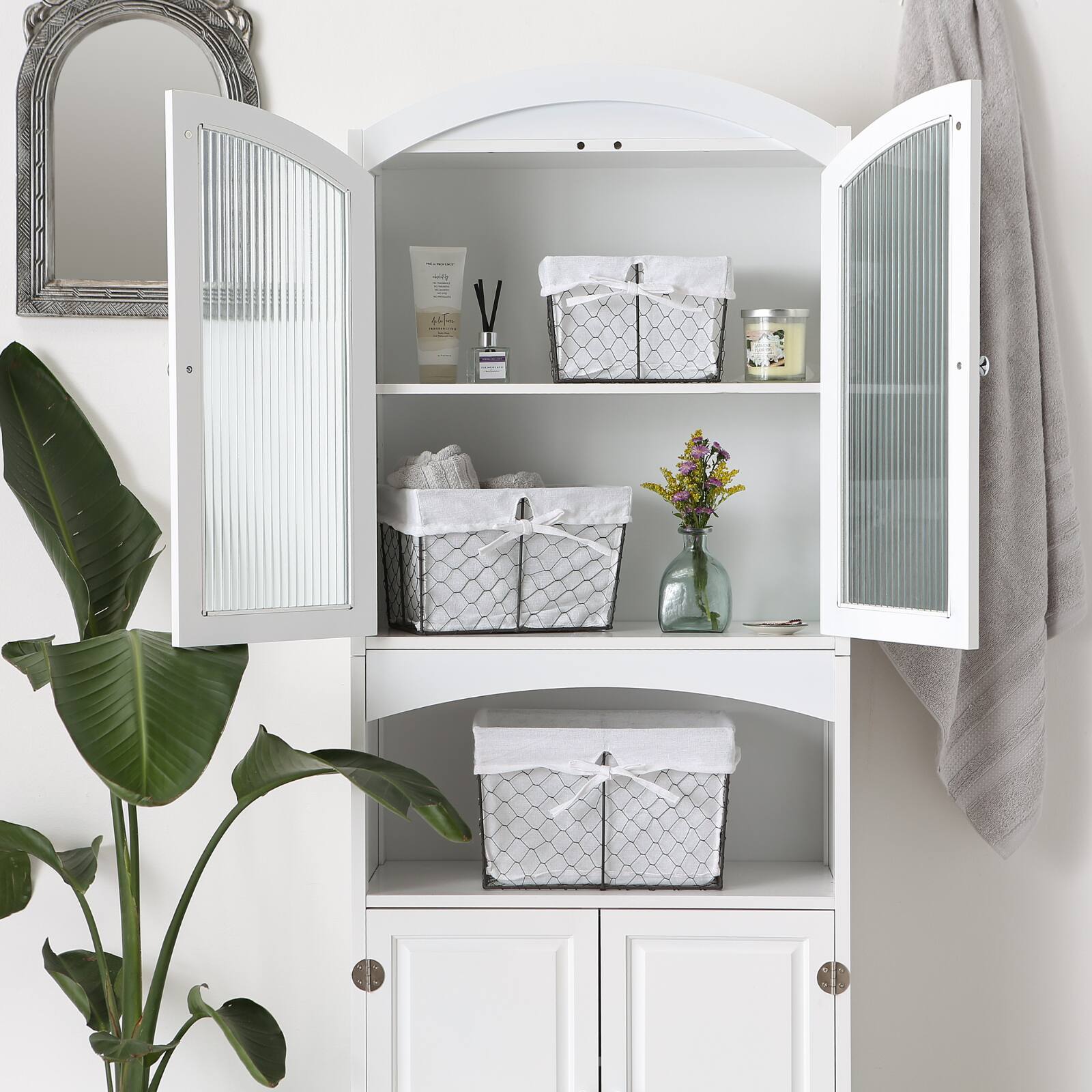 DII&#xAE; Vintage Gray Chicken Wire Basket with Bleached White Liner, 3ct.