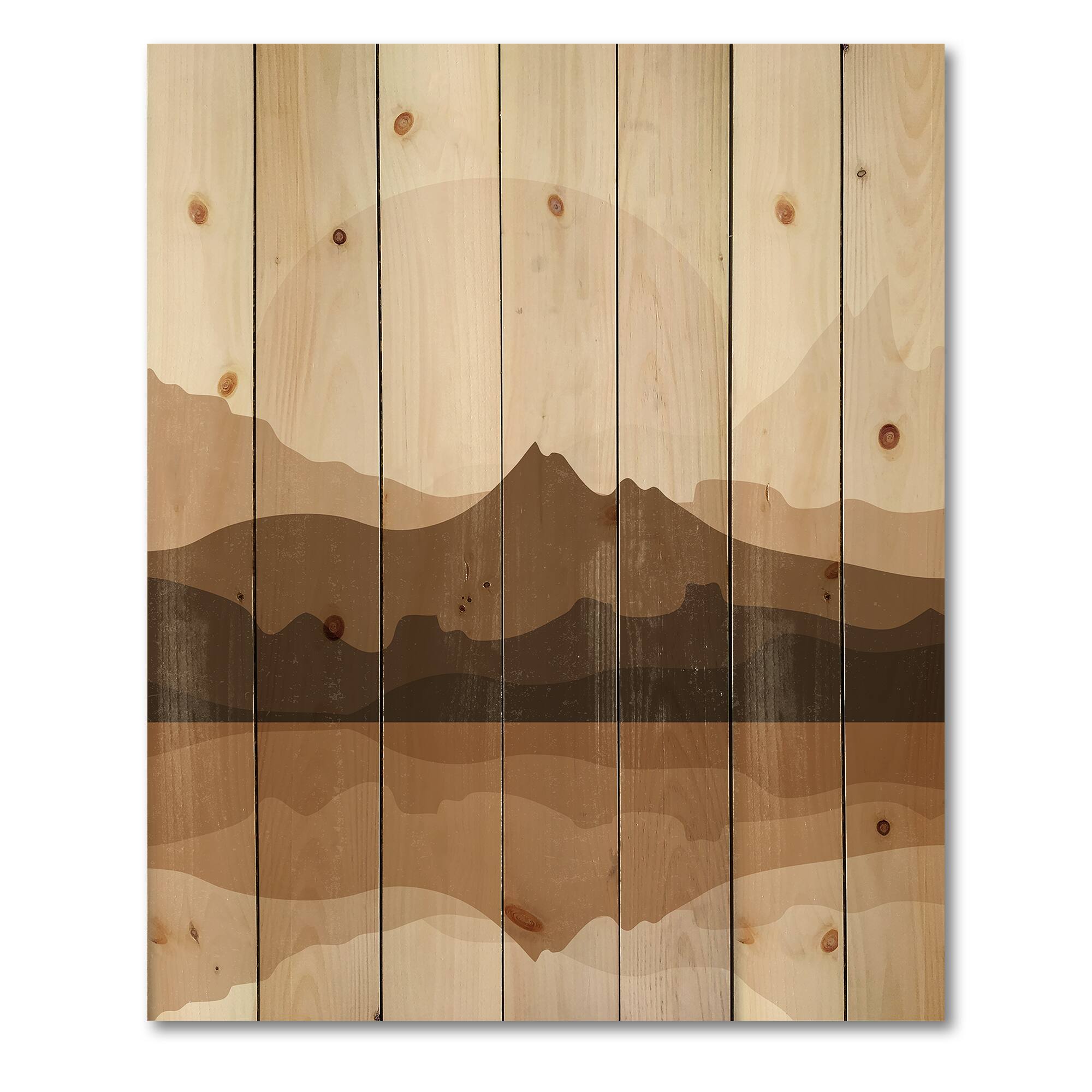 Designart - Minimalist Terracotta Landscape - Modern Print on Natural Pine Wood